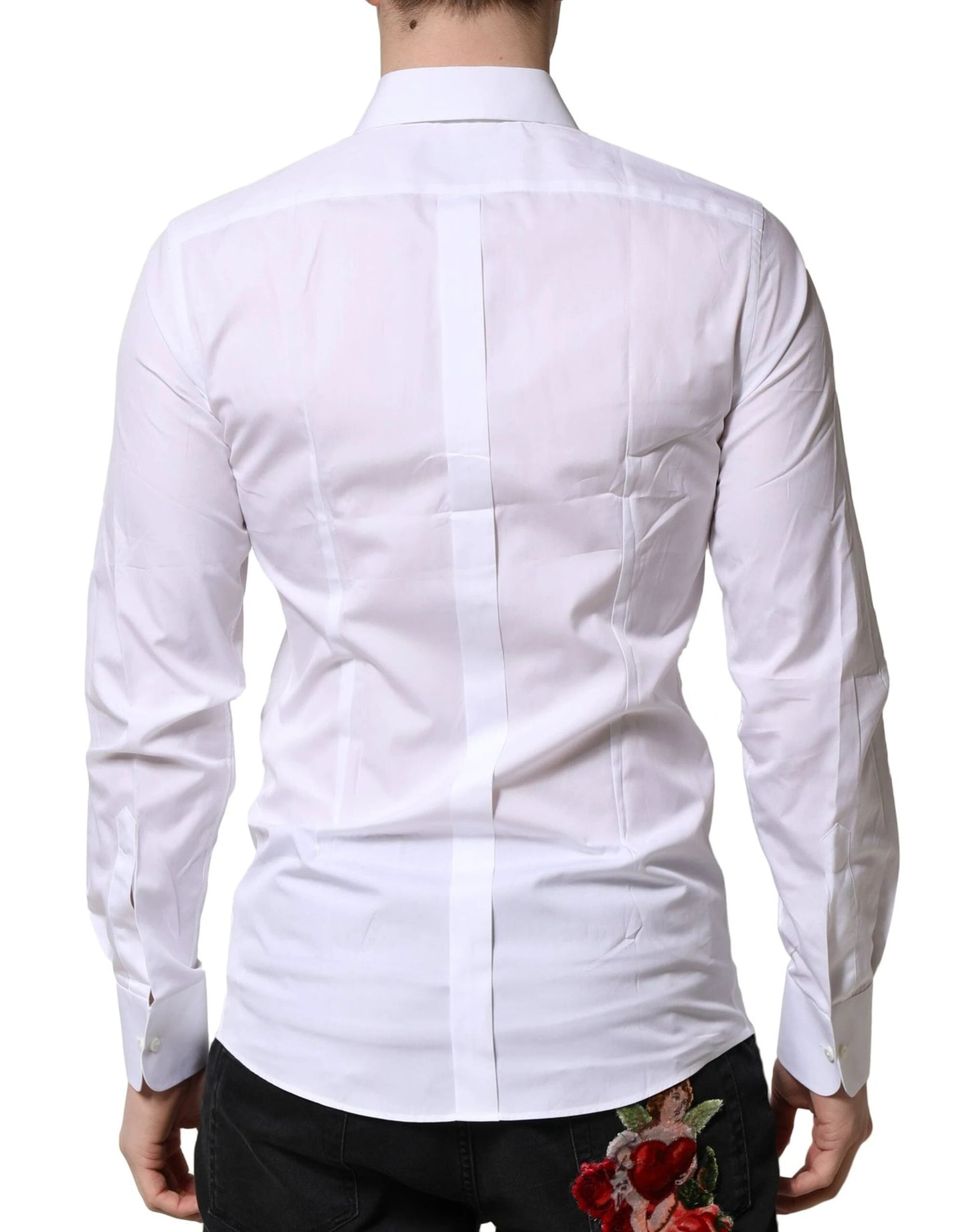 Dolce & Gabbana White GOLD Crown Cotton Dress Formal Shirt by Dolce & Gabbana