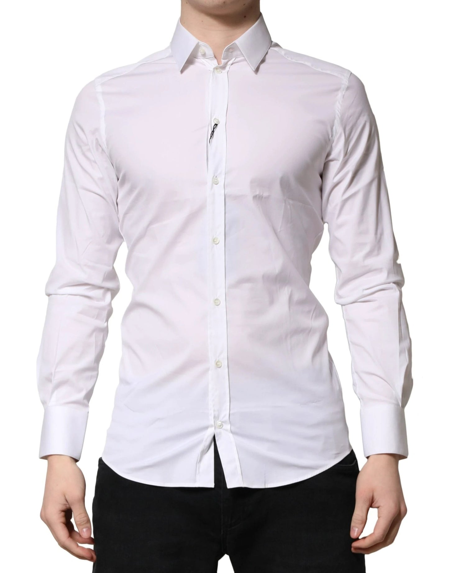 Dolce & Gabbana White GOLD Cotton Men Dress Formal Shirt by Dolce & Gabbana