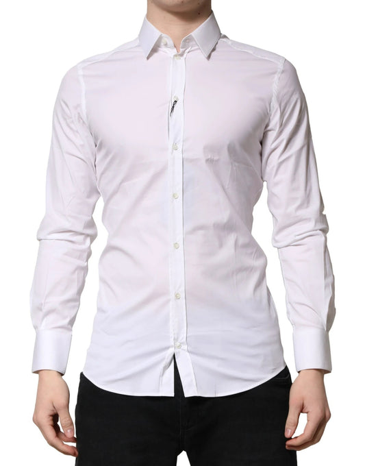 Dolce & Gabbana White GOLD Cotton Men Dress Formal Shirt by Dolce & Gabbana