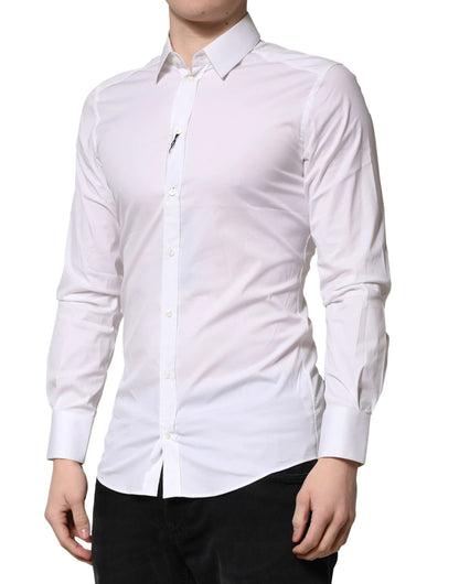 Dolce & Gabbana White GOLD Cotton Men Dress Formal Shirt by Dolce & Gabbana
