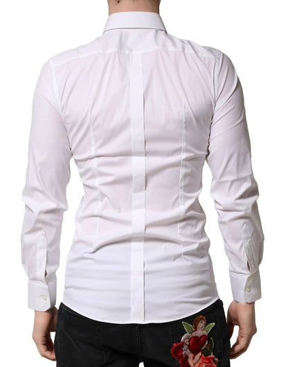 Dolce & Gabbana White GOLD Cotton Men Dress Formal Shirt by Dolce & Gabbana