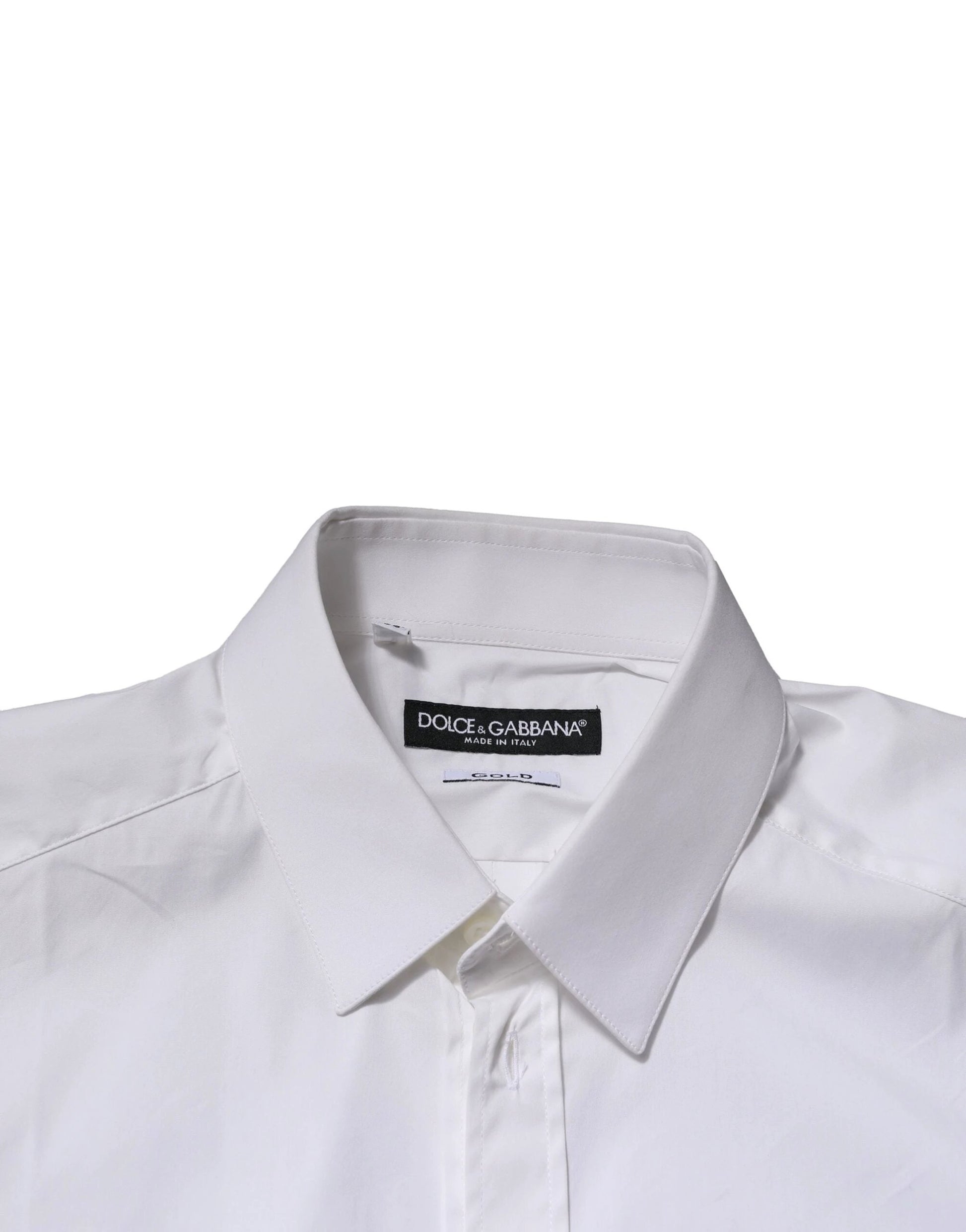 Dolce & Gabbana White GOLD Cotton Men Dress Formal Shirt by Dolce & Gabbana