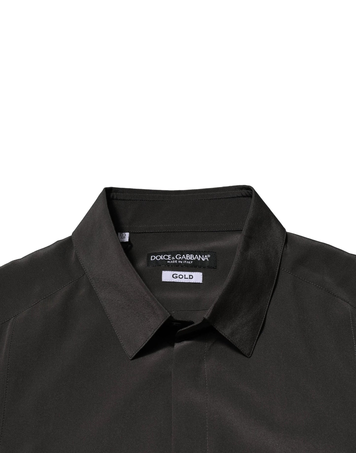 Dolce & Gabbana Dark Brown Silk GOLD Men Dress Formal Shirt by Dolce & Gabbana