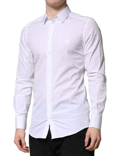 Dolce & Gabbana White GOLD Long Sleeves Men Dress Formal Shirt by Dolce & Gabbana