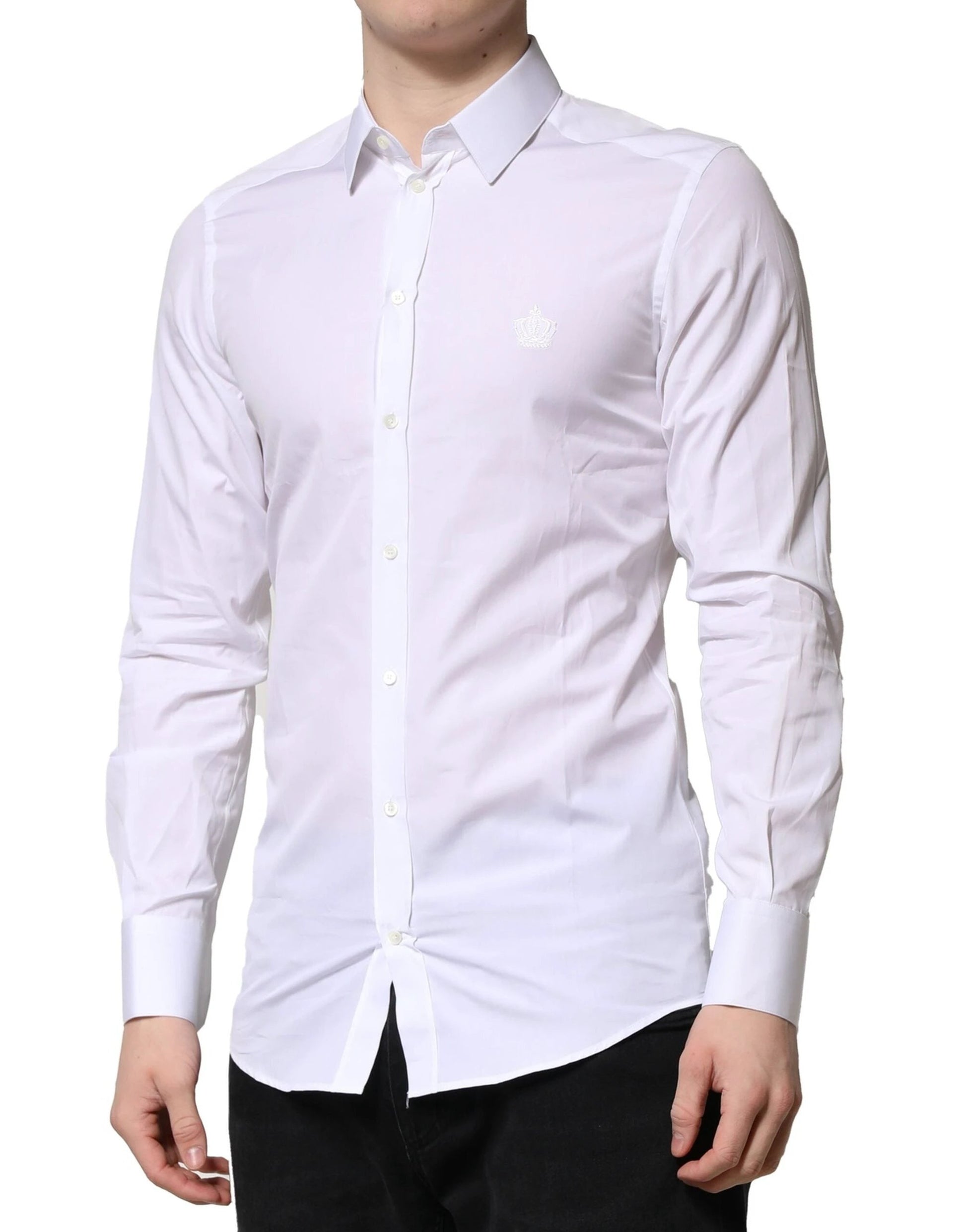 Dolce & Gabbana White GOLD Long Sleeves Men Dress Formal Shirt by Dolce & Gabbana