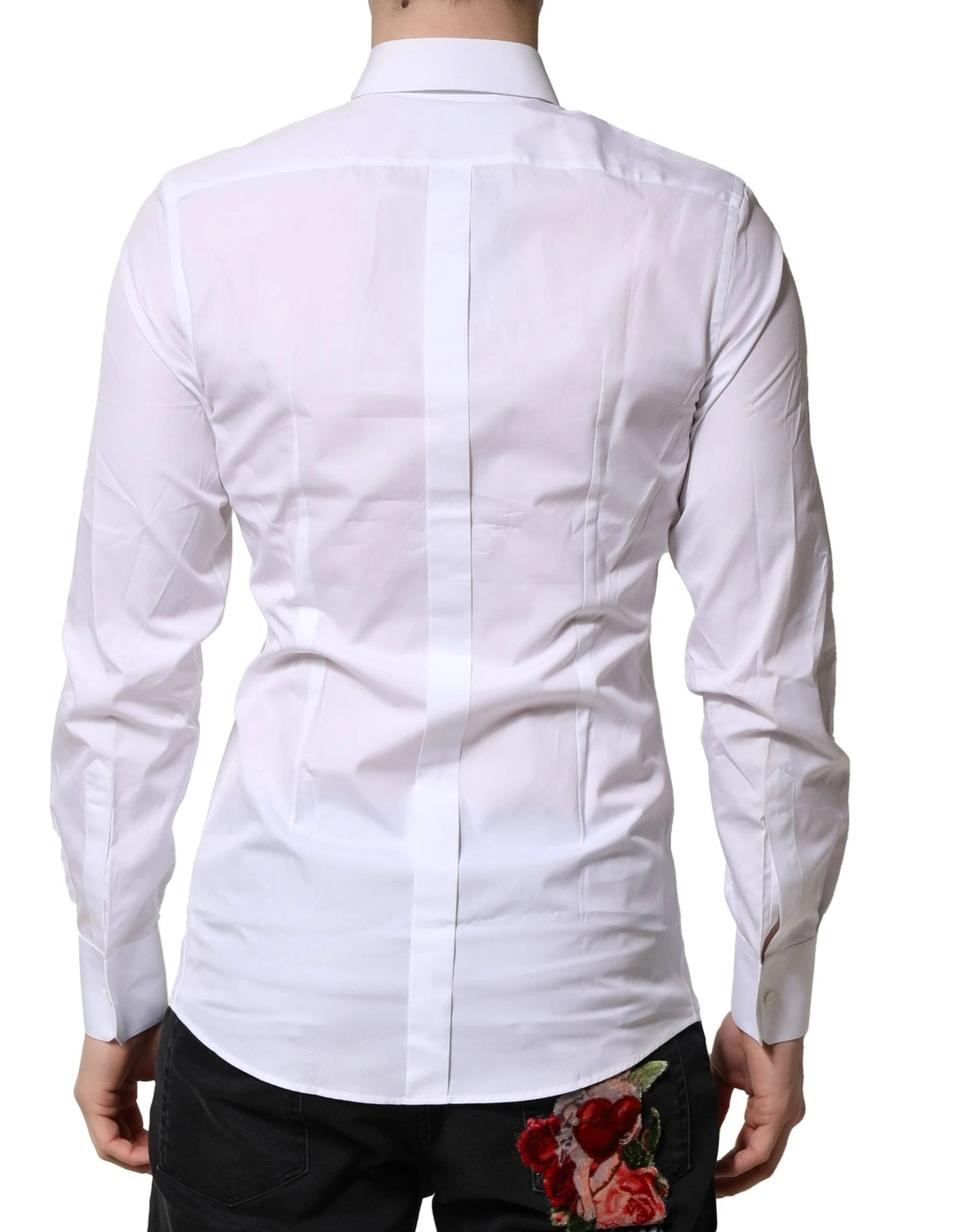 Dolce & Gabbana White GOLD Long Sleeves Men Dress Formal Shirt by Dolce & Gabbana
