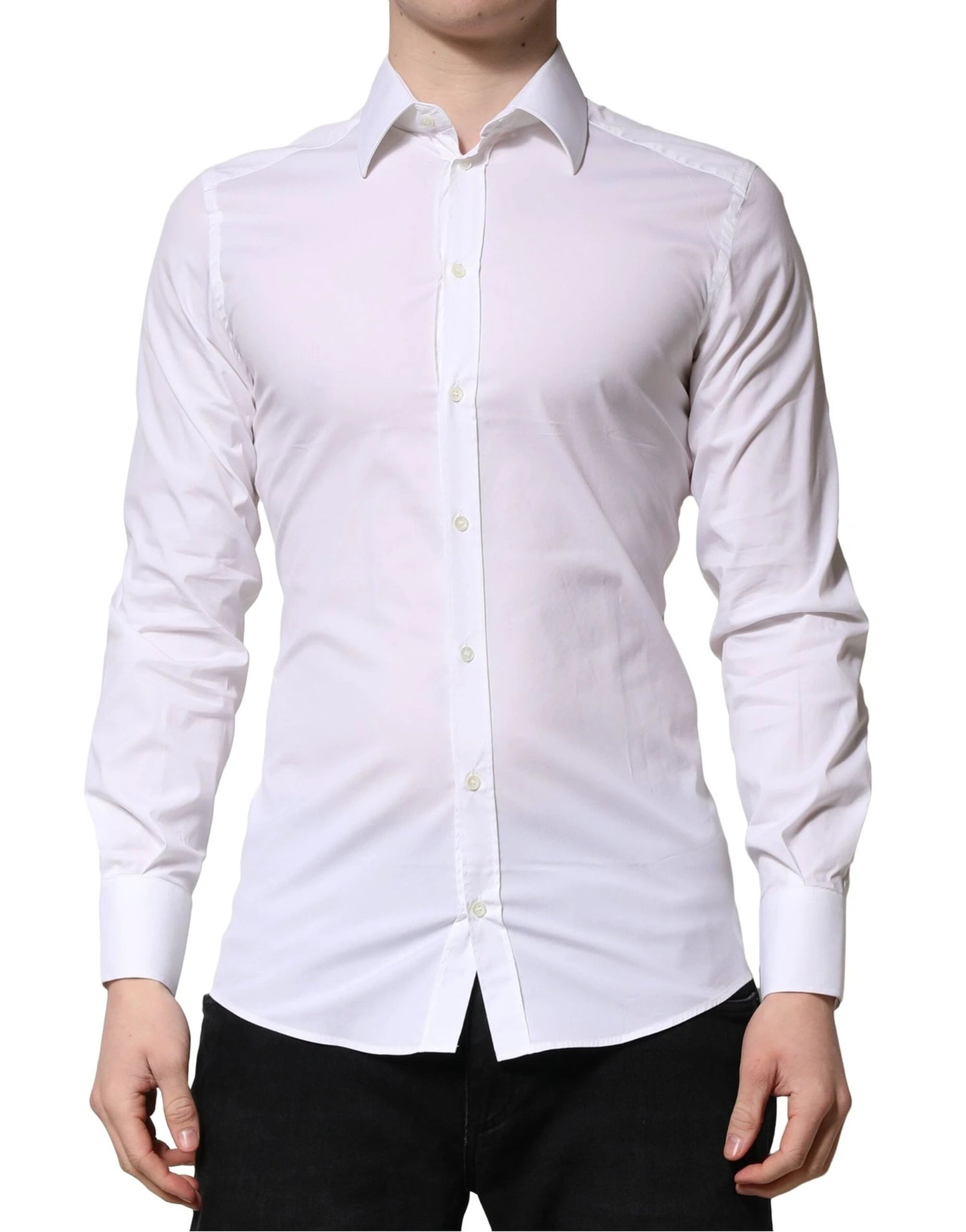 Dolce & Gabbana White GOLD Long Sleeves Men Dress Formal Shirt by Dolce & Gabbana