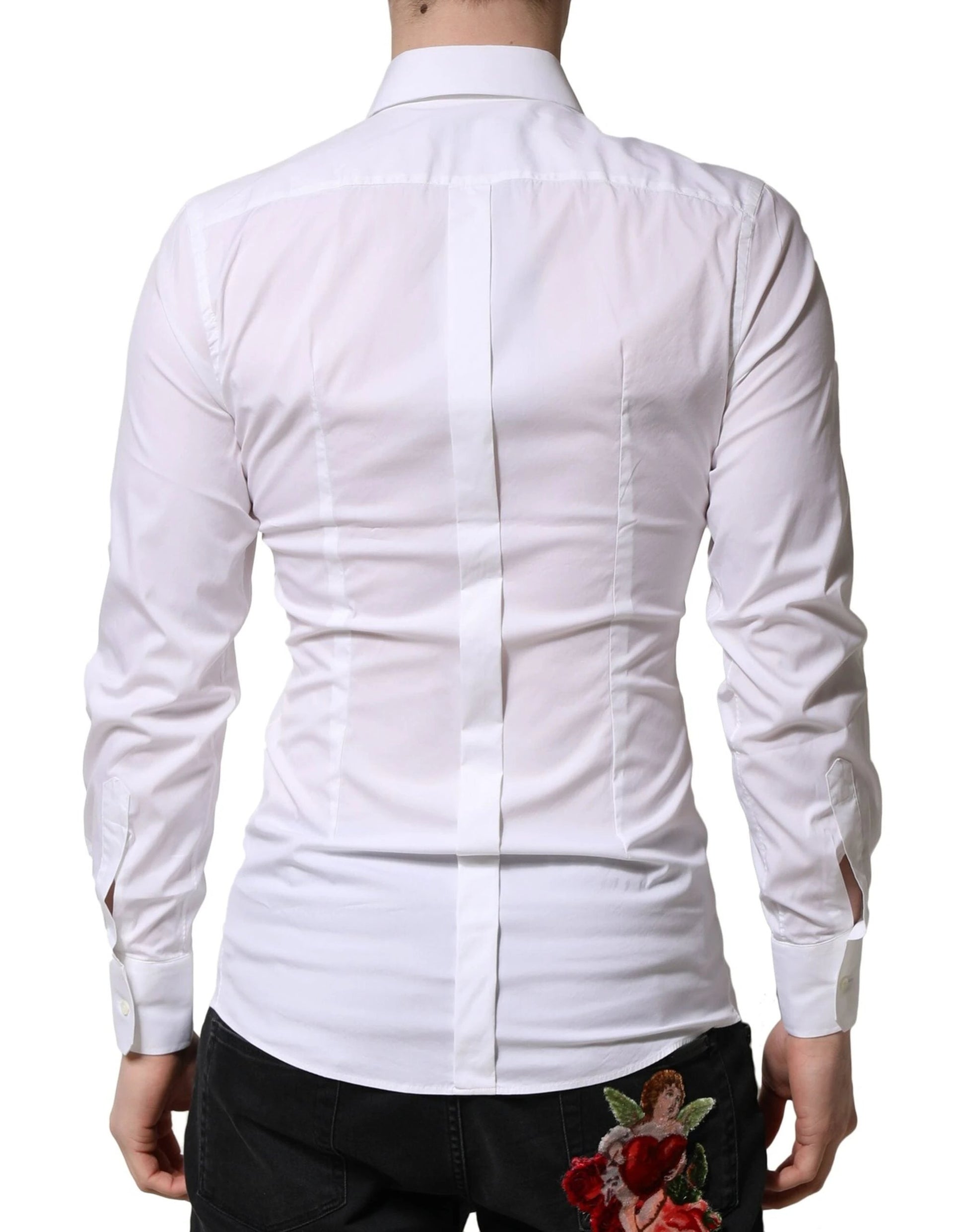 Dolce & Gabbana White GOLD Long Sleeves Men Dress Formal Shirt by Dolce & Gabbana