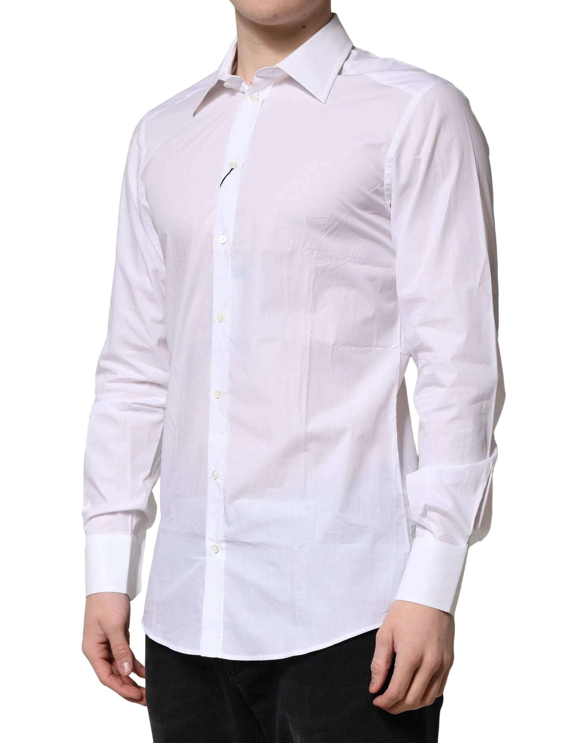 Dolce & Gabbana White Cotton Long Sleeves GOLD Formal Shirt by Dolce & Gabbana