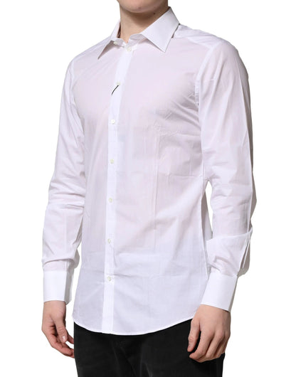 Dolce & Gabbana White Cotton Long Sleeves GOLD Formal Shirt by Dolce & Gabbana