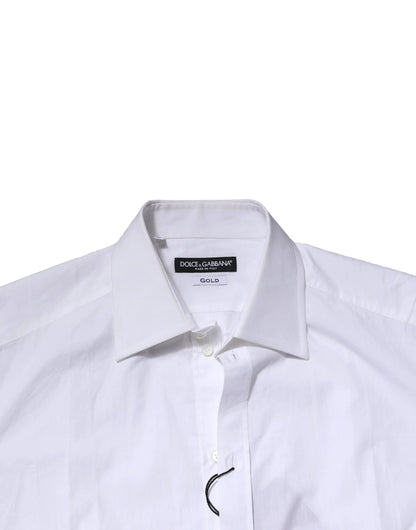 Dolce & Gabbana White Cotton Long Sleeves GOLD Formal Shirt by Dolce & Gabbana