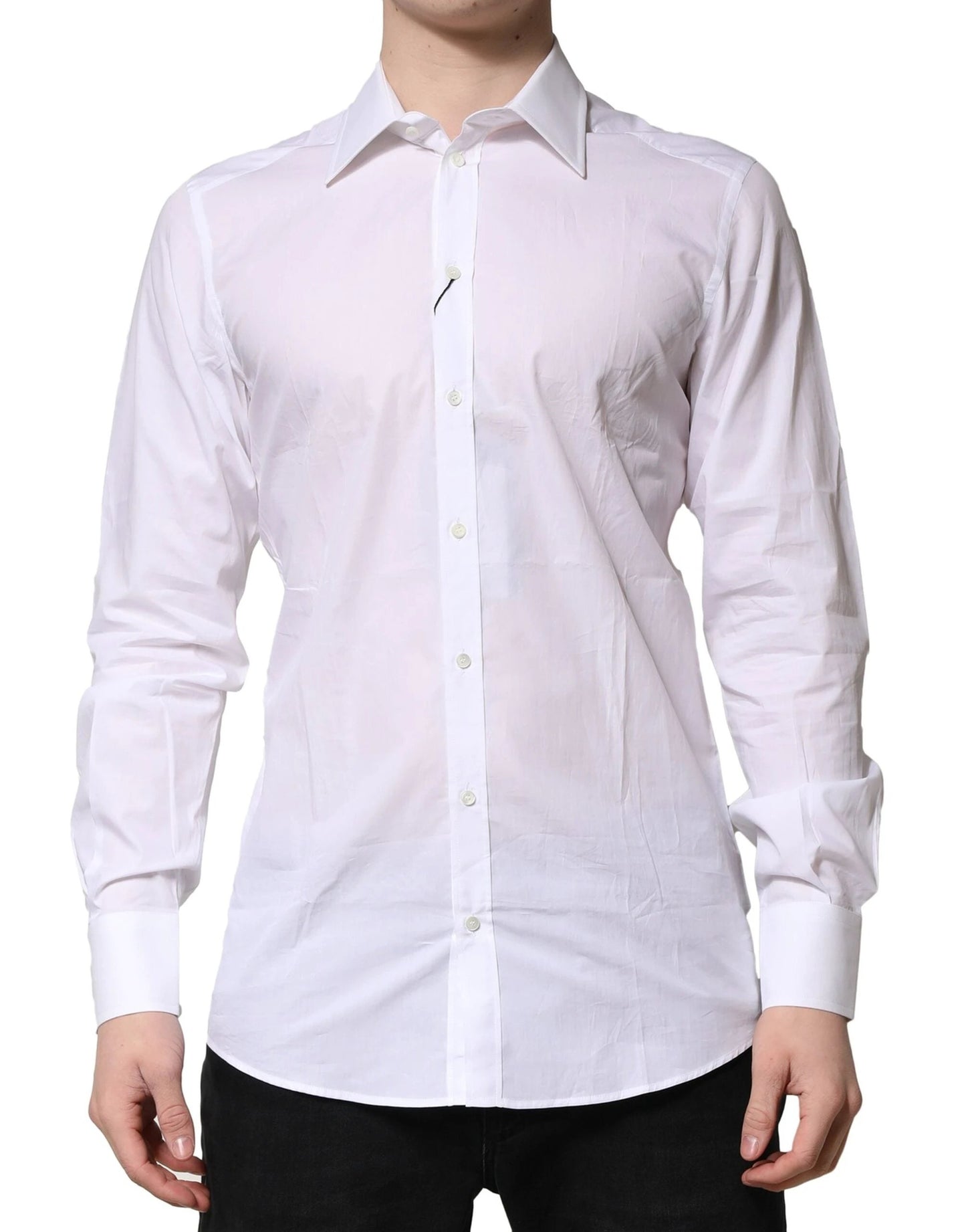 Dolce & Gabbana White Cotton GOLD Long Sleeves Formal Shirt by Dolce & Gabbana