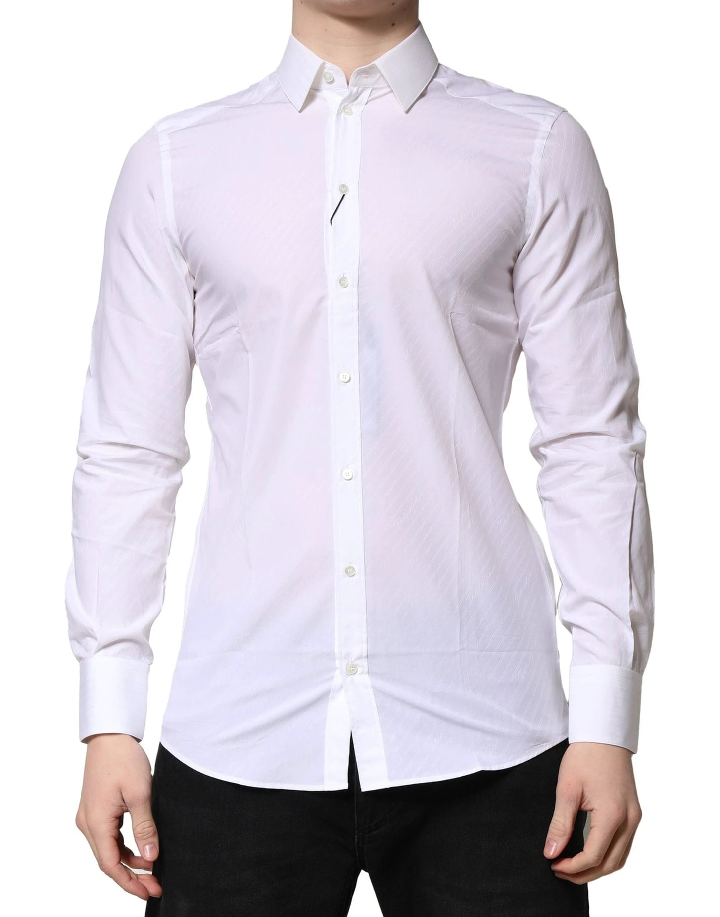 Dolce & Gabbana White MARTINI Long Sleeves Dress Formal Shirt by Dolce & Gabbana