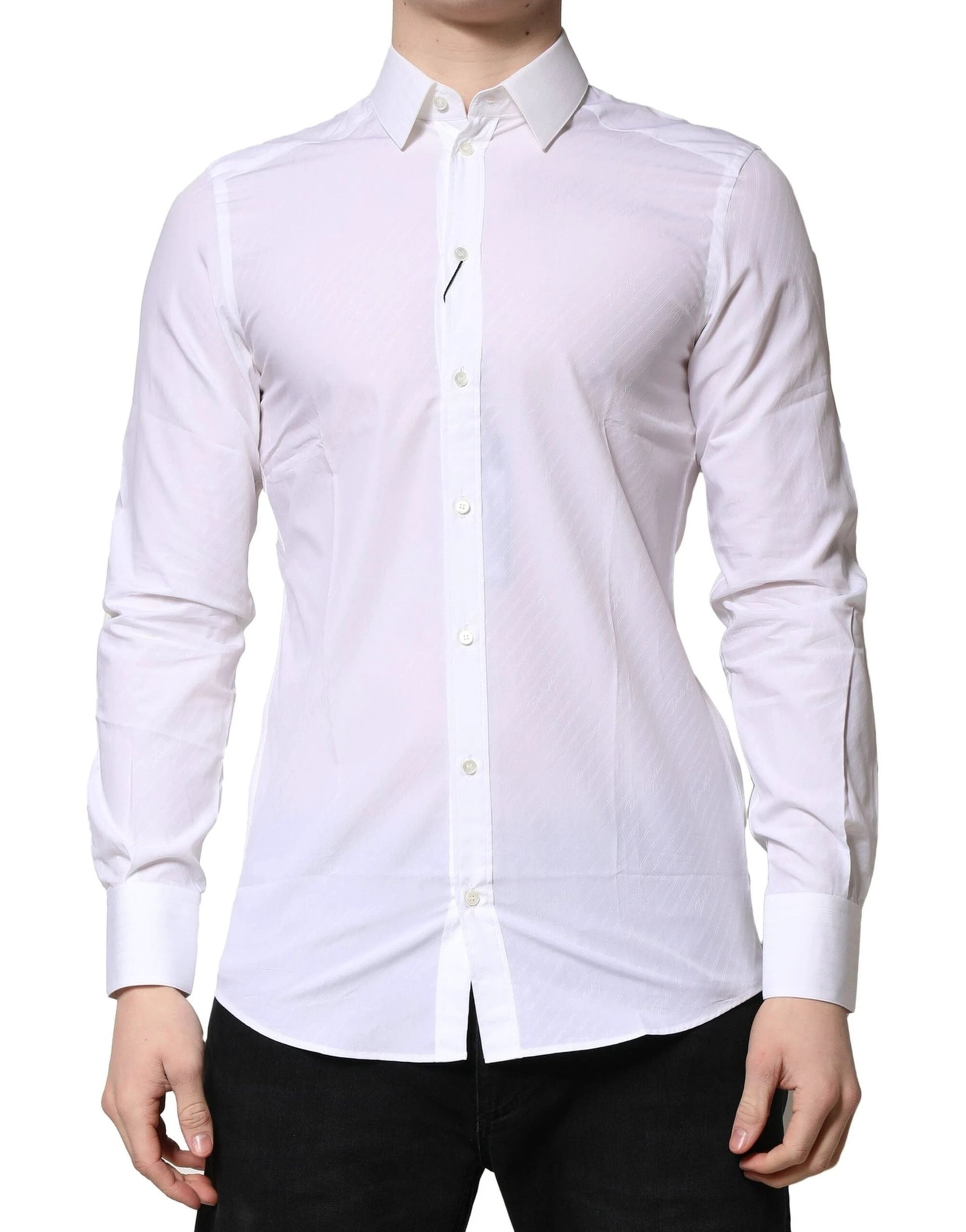 Dolce & Gabbana White MARTINI Long Sleeves Dress Formal Shirt by Dolce & Gabbana