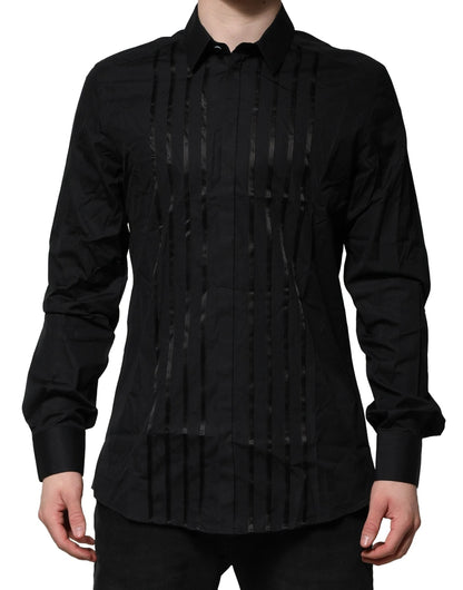 Dolce & Gabbana Black Cotton GOLD Mens Dress Formal Shirt by Dolce & Gabbana