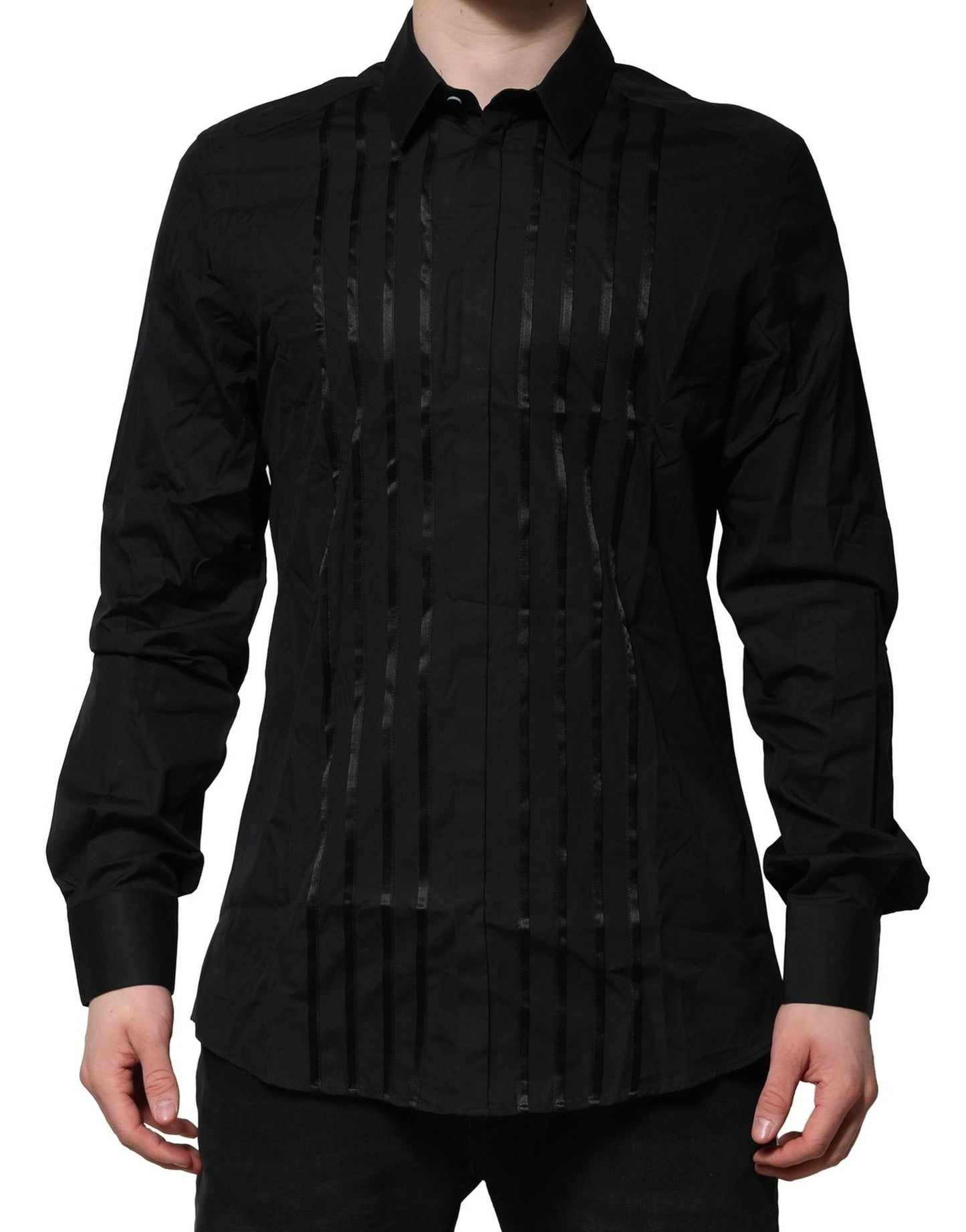 Dolce & Gabbana Black Cotton GOLD Mens Dress Formal Shirt by Dolce & Gabbana