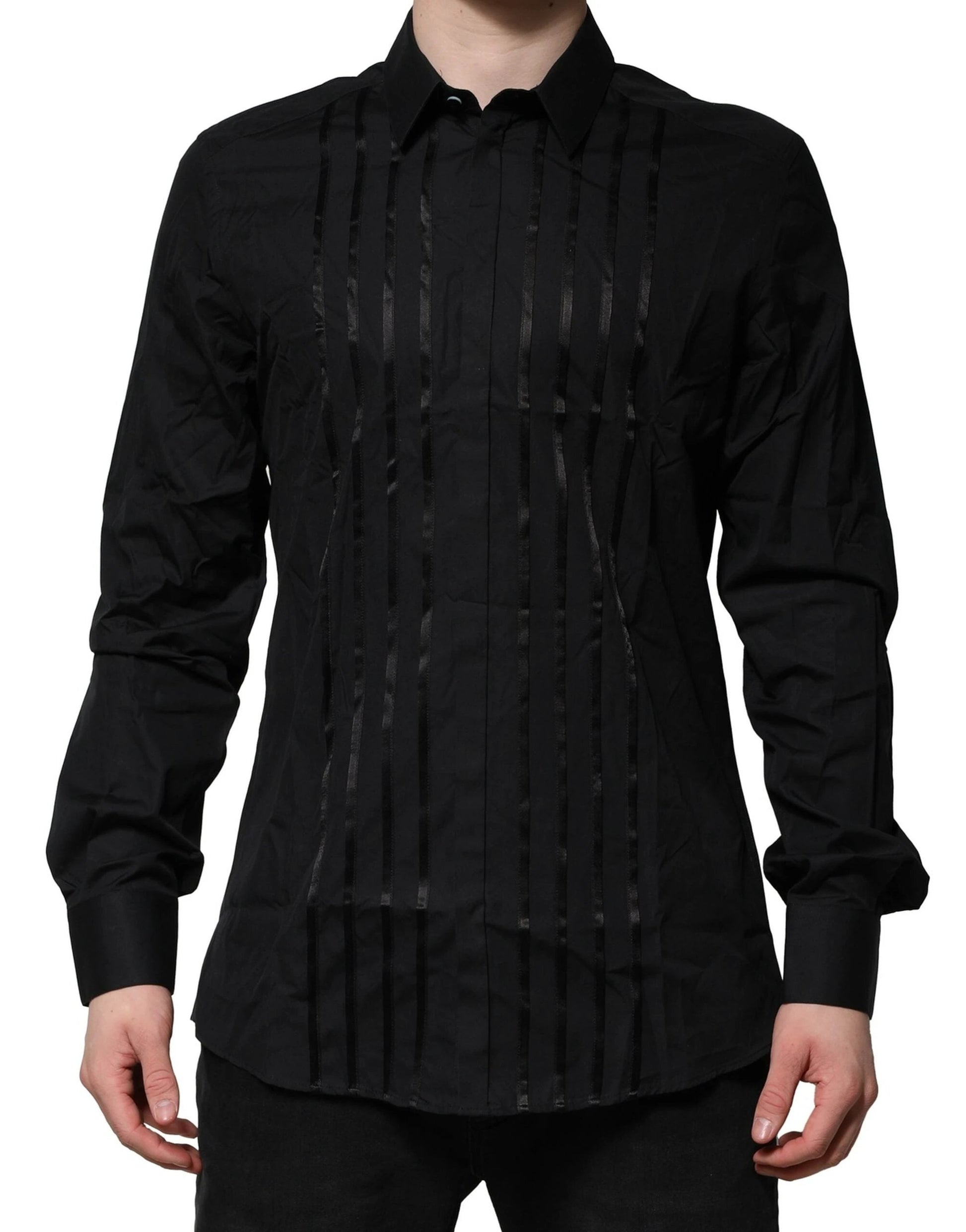 Dolce & Gabbana Black Cotton GOLD Mens Dress Formal Shirt by Dolce & Gabbana