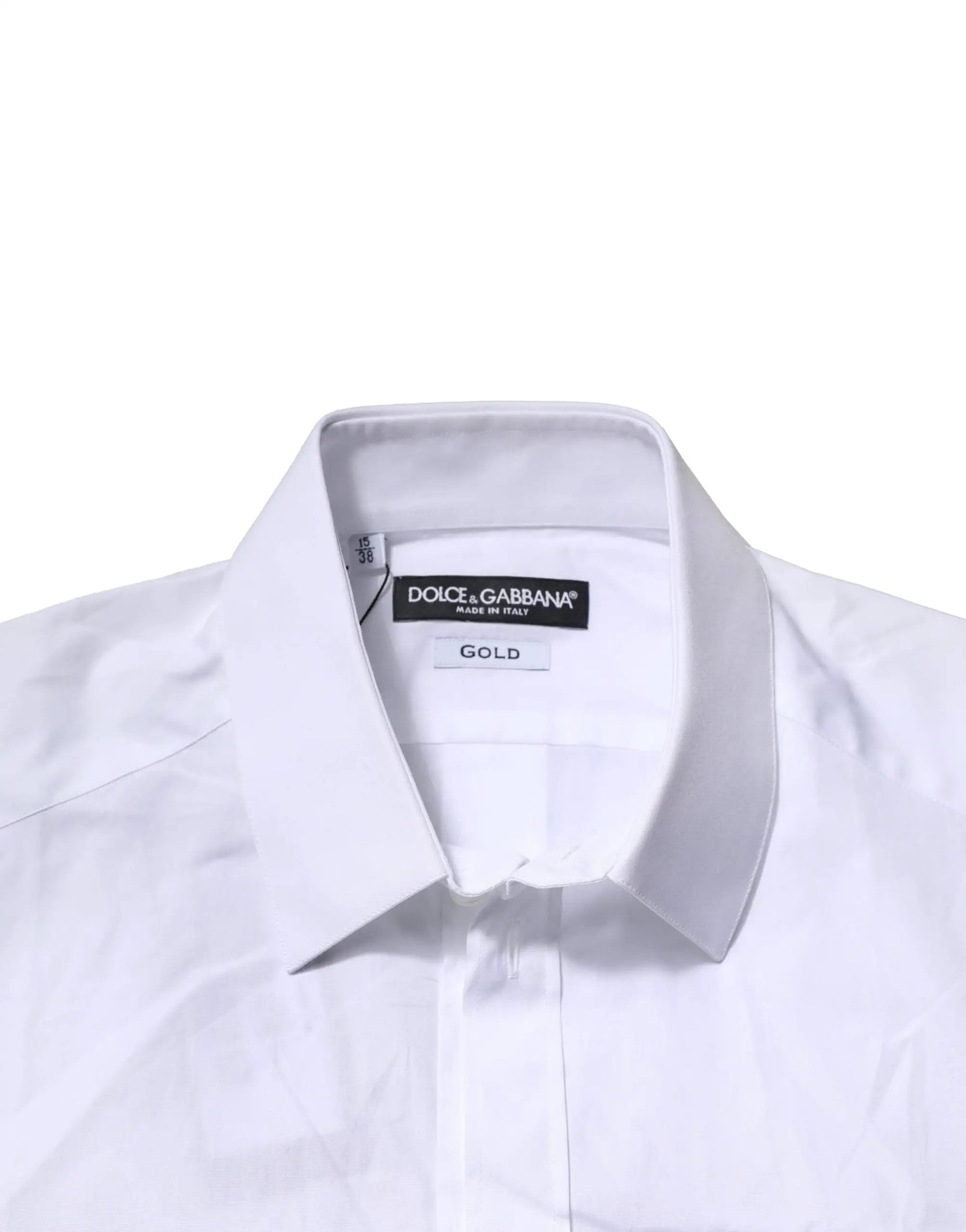 Dolce & Gabbana White Cotton Short Sleeves GOLD Casual Shirt by Dolce & Gabbana