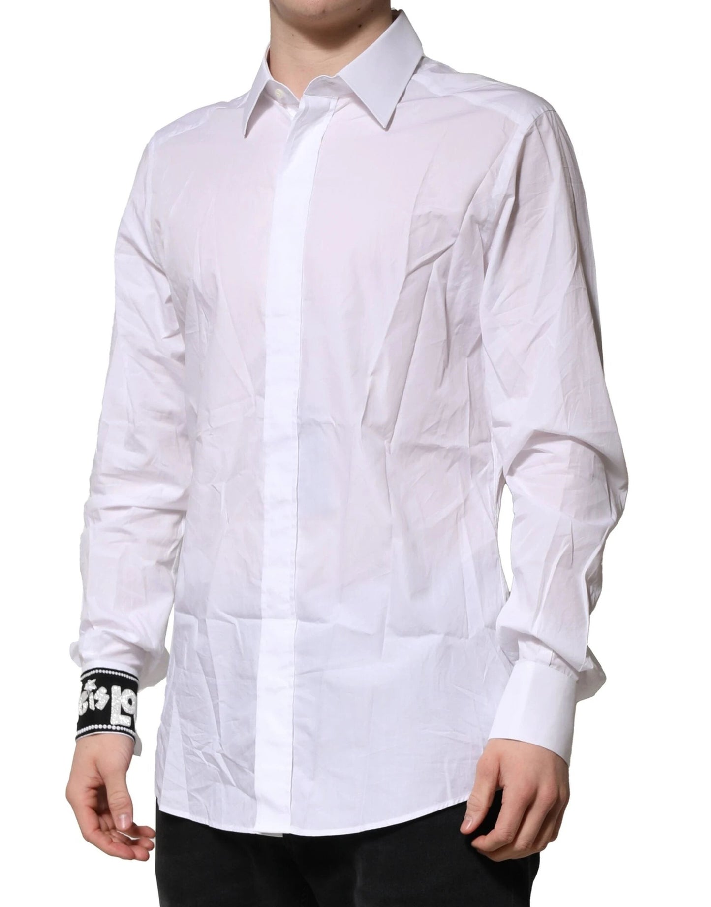 Dolce & Gabbana White GOLD Cotton Men Dress Formal Shirt by Dolce & Gabbana