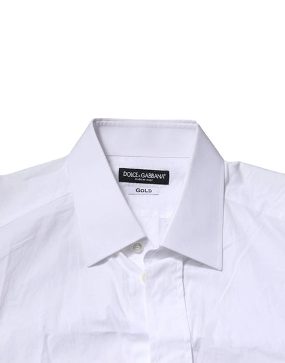 Dolce & Gabbana White GOLD Cotton Men Dress Formal Shirt by Dolce & Gabbana