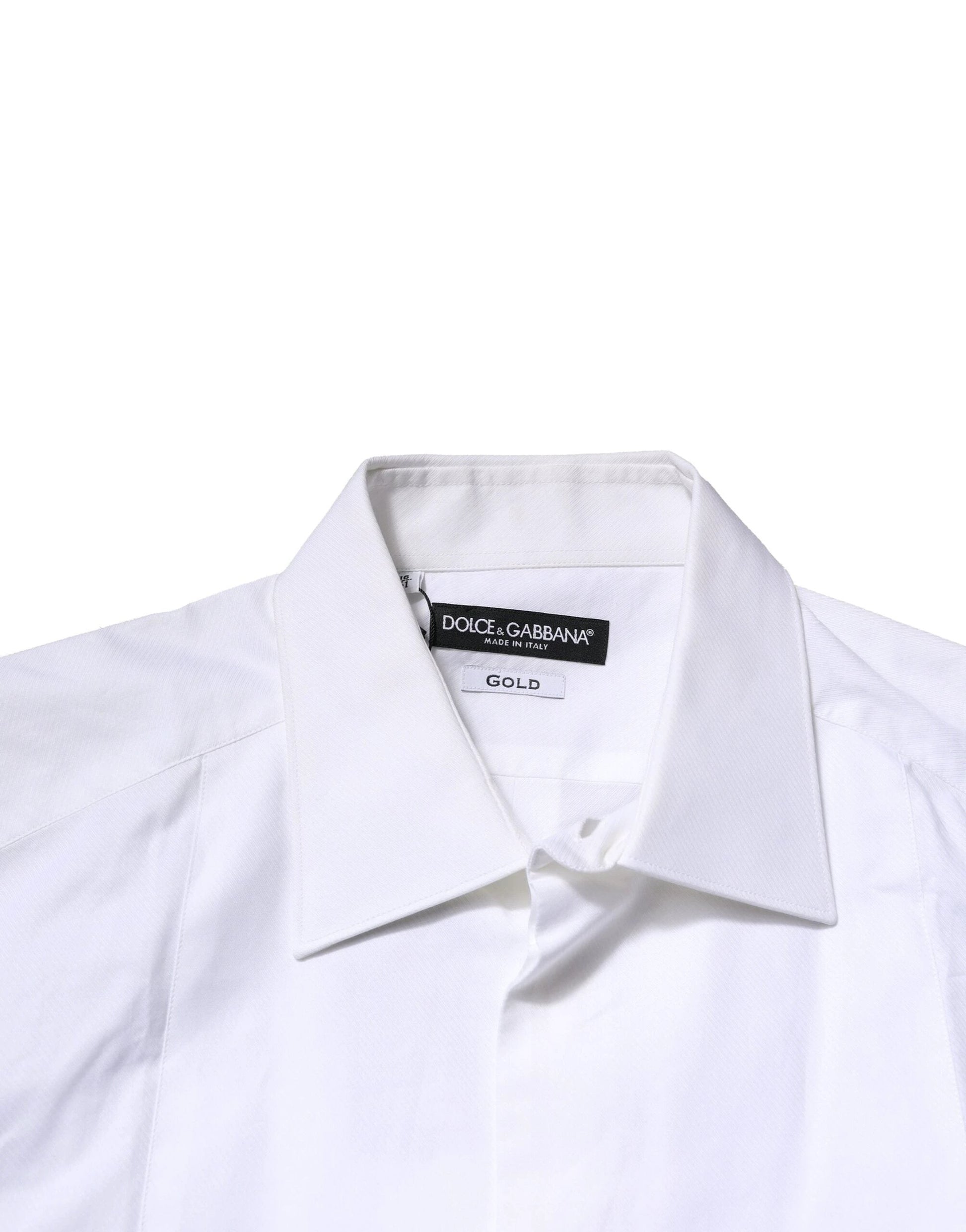 Dolce & Gabbana White Bib Cotton Poplin GOLD Men Formal Shirt by Dolce & Gabbana