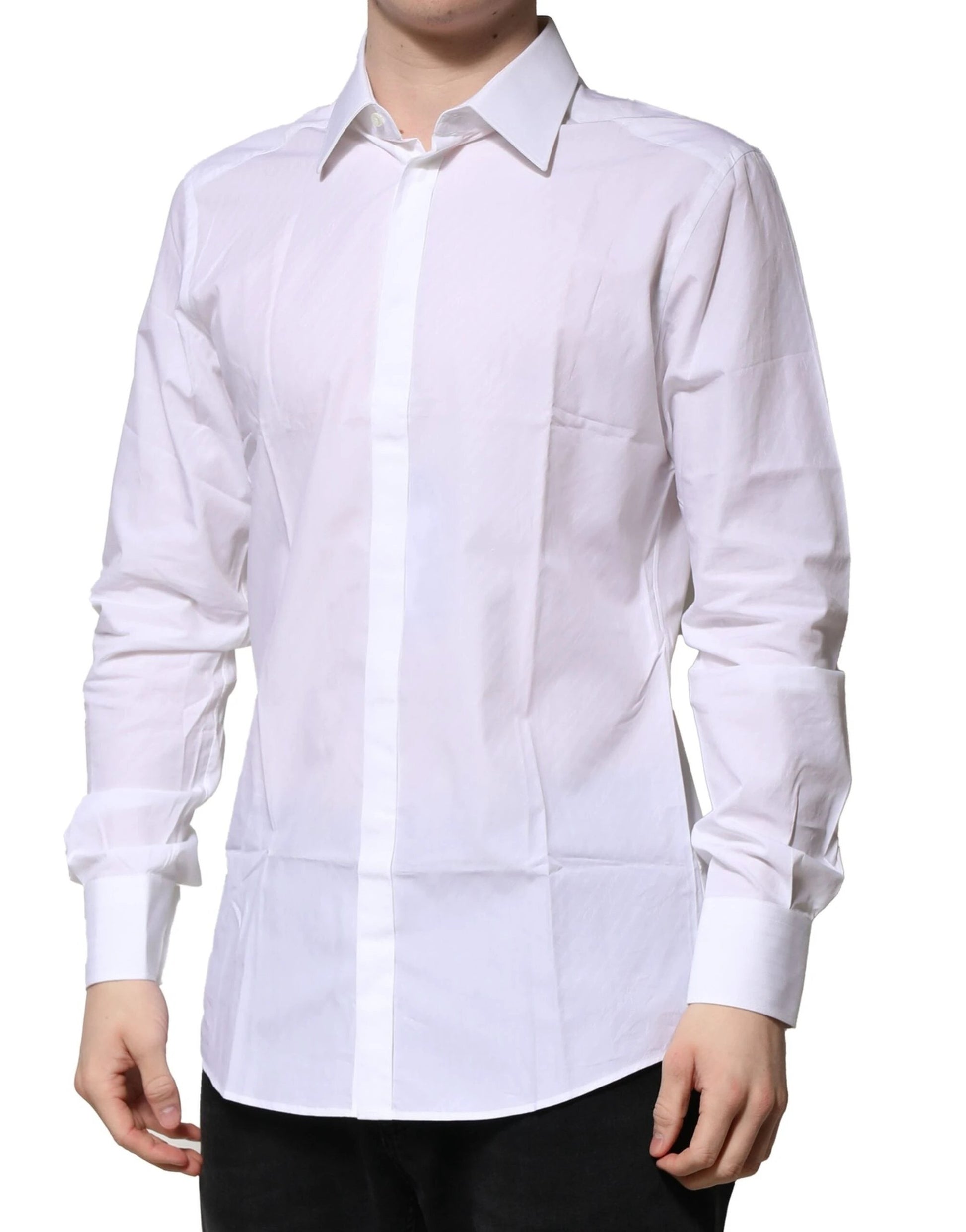 Dolce & Gabbana White GOLD Long Sleeves Men Dress Formal Shirt by Dolce & Gabbana