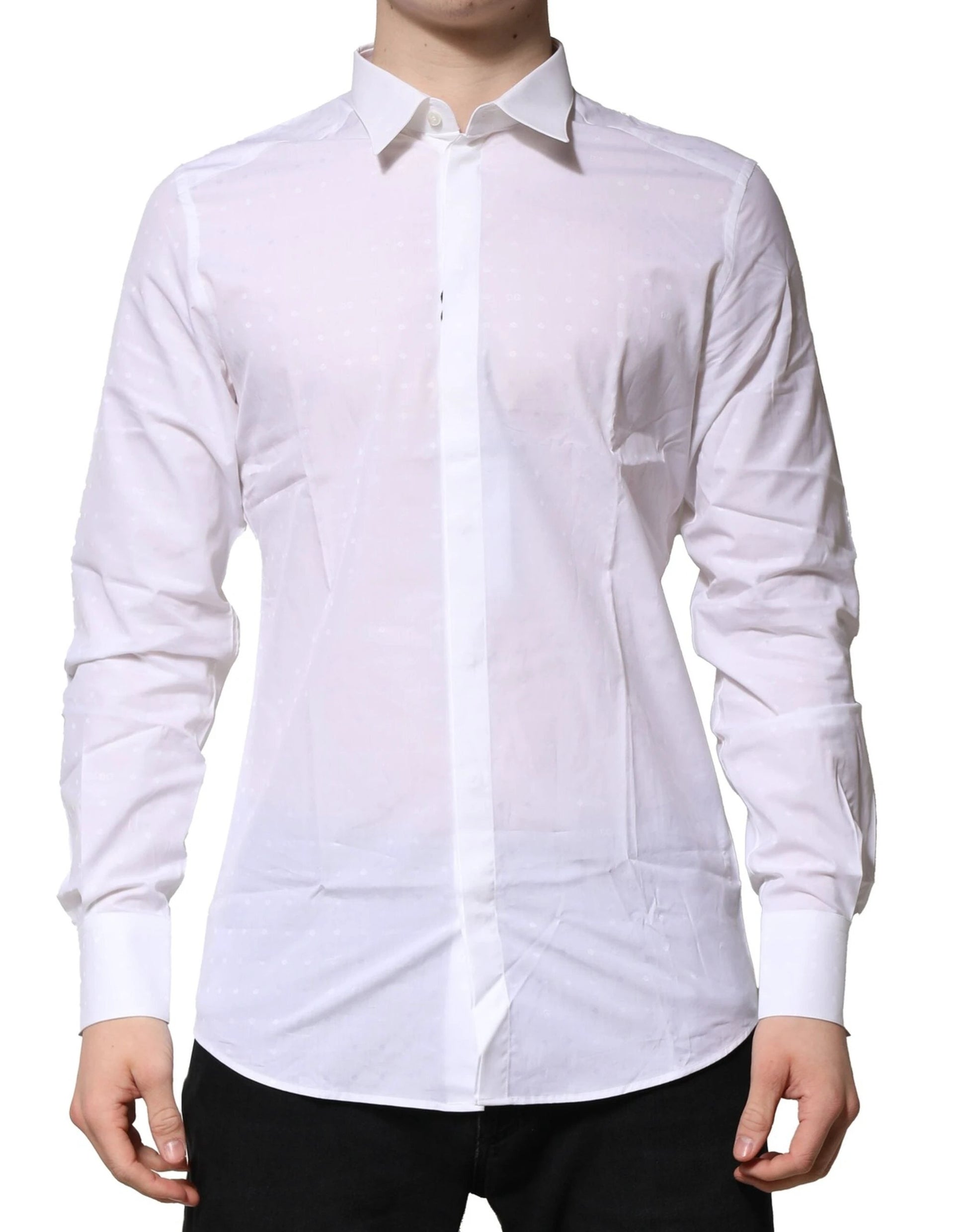 Dolce & Gabbana White Cotton GOLD Long Sleeves Formal Shirt by Dolce & Gabbana