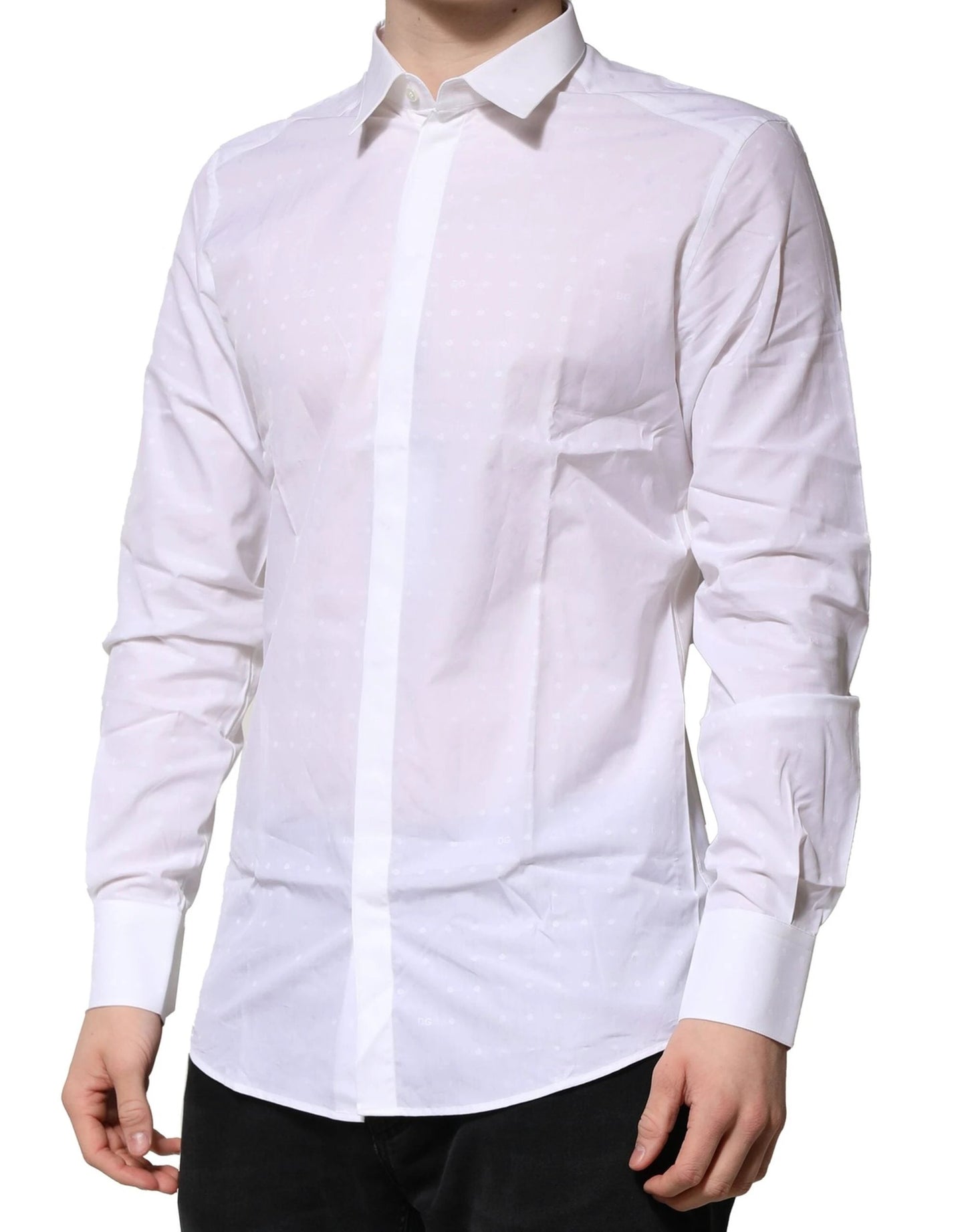 Dolce & Gabbana White Cotton GOLD Long Sleeves Formal Shirt by Dolce & Gabbana