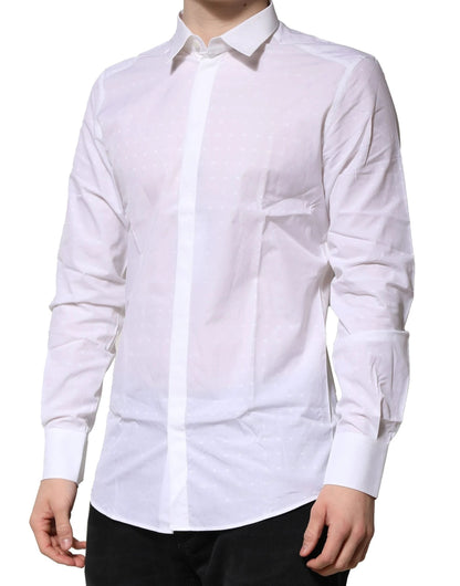 Dolce & Gabbana White Cotton GOLD Long Sleeves Formal Shirt by Dolce & Gabbana