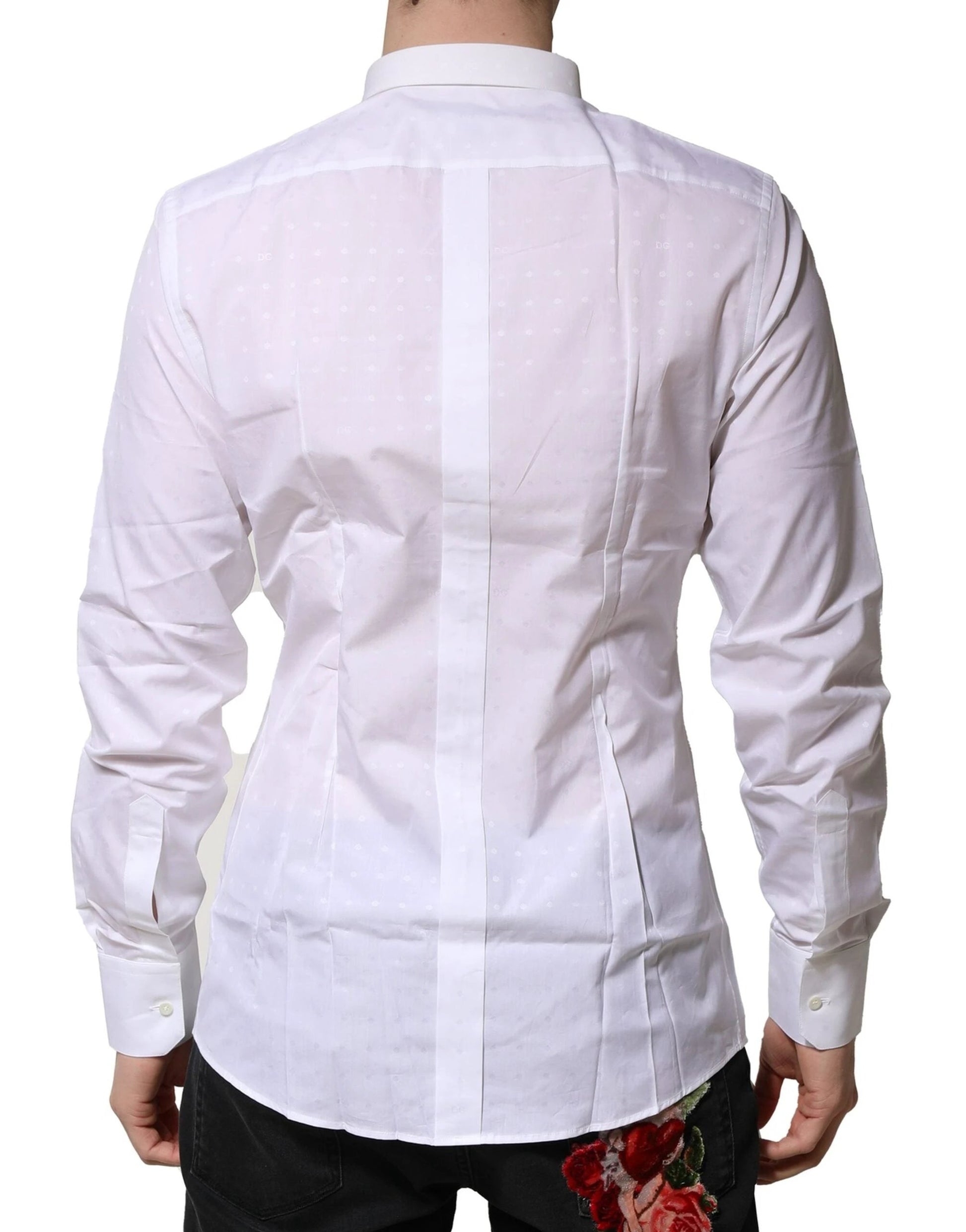 Dolce & Gabbana White Cotton GOLD Long Sleeves Formal Shirt by Dolce & Gabbana