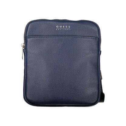 Guess Jeans Sac Bandoulière Homme En Polyuréthane Bleu Avec Compartiments Multiples et Poche Téléphone