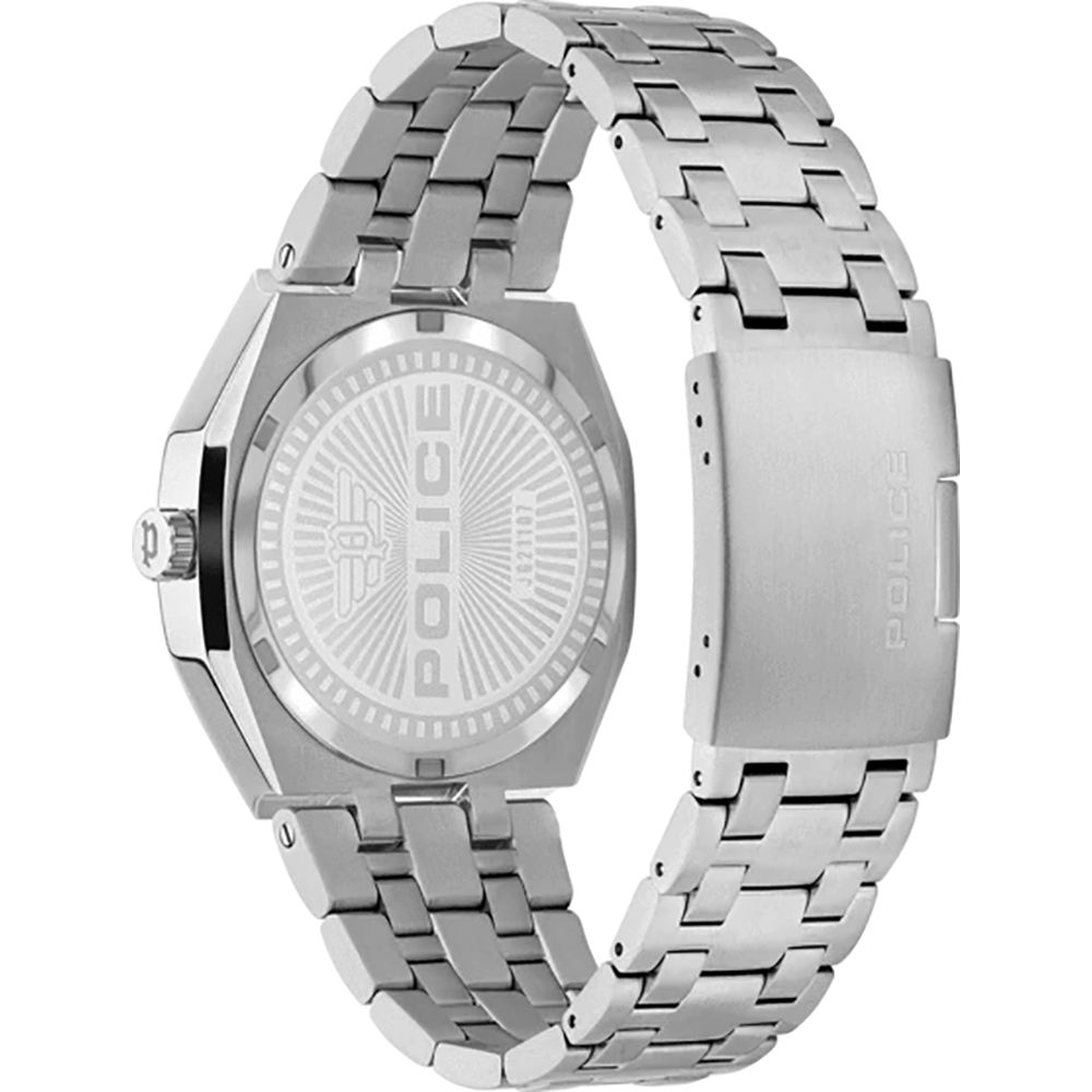 Police Montre Habillée En Acier Inoxydable Argenté Quartz Analogique 46mm 5ATM Étanche Élégance