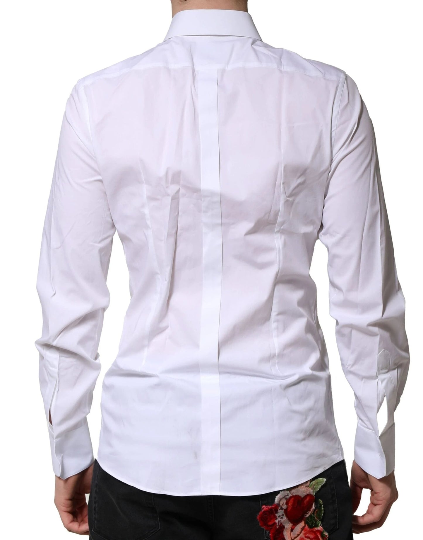 Dolce & Gabbana White Cotton GOLD Long Sleeves Formal Shirt by Dolce & Gabbana