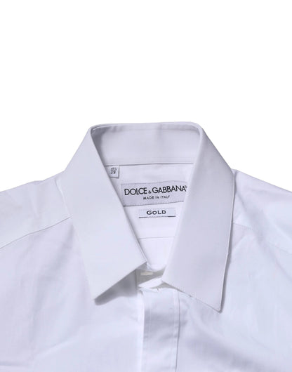 Dolce & Gabbana White Cotton GOLD Long Sleeves Formal Shirt by Dolce & Gabbana