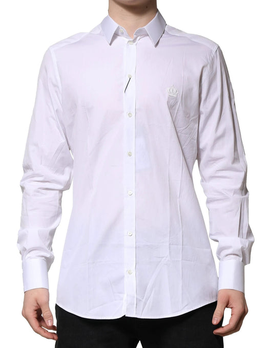 Dolce & Gabbana White Cotton GOLD Long Sleeves Formal Shirt by Dolce & Gabbana