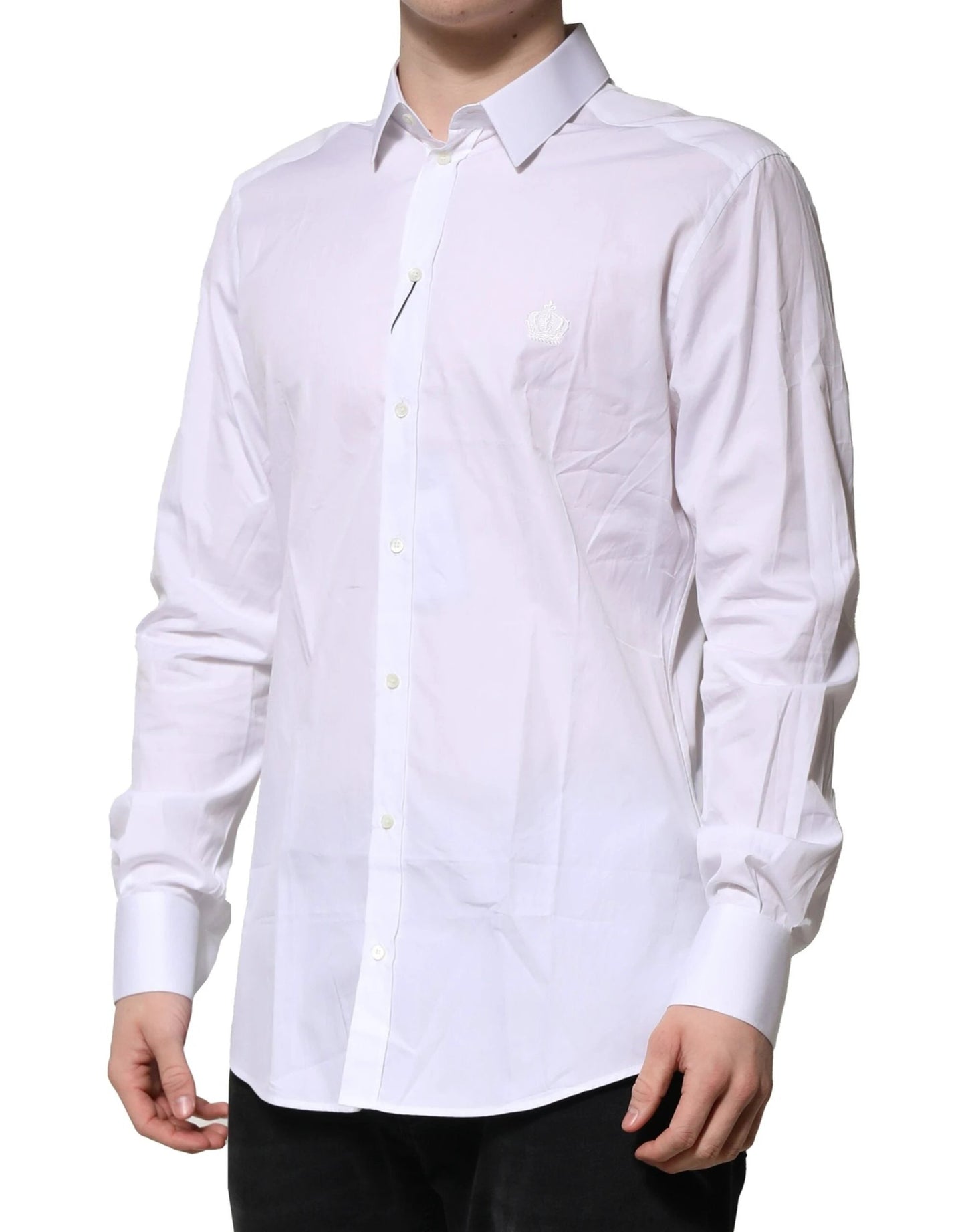Dolce & Gabbana White Cotton GOLD Long Sleeves Formal Shirt by Dolce & Gabbana