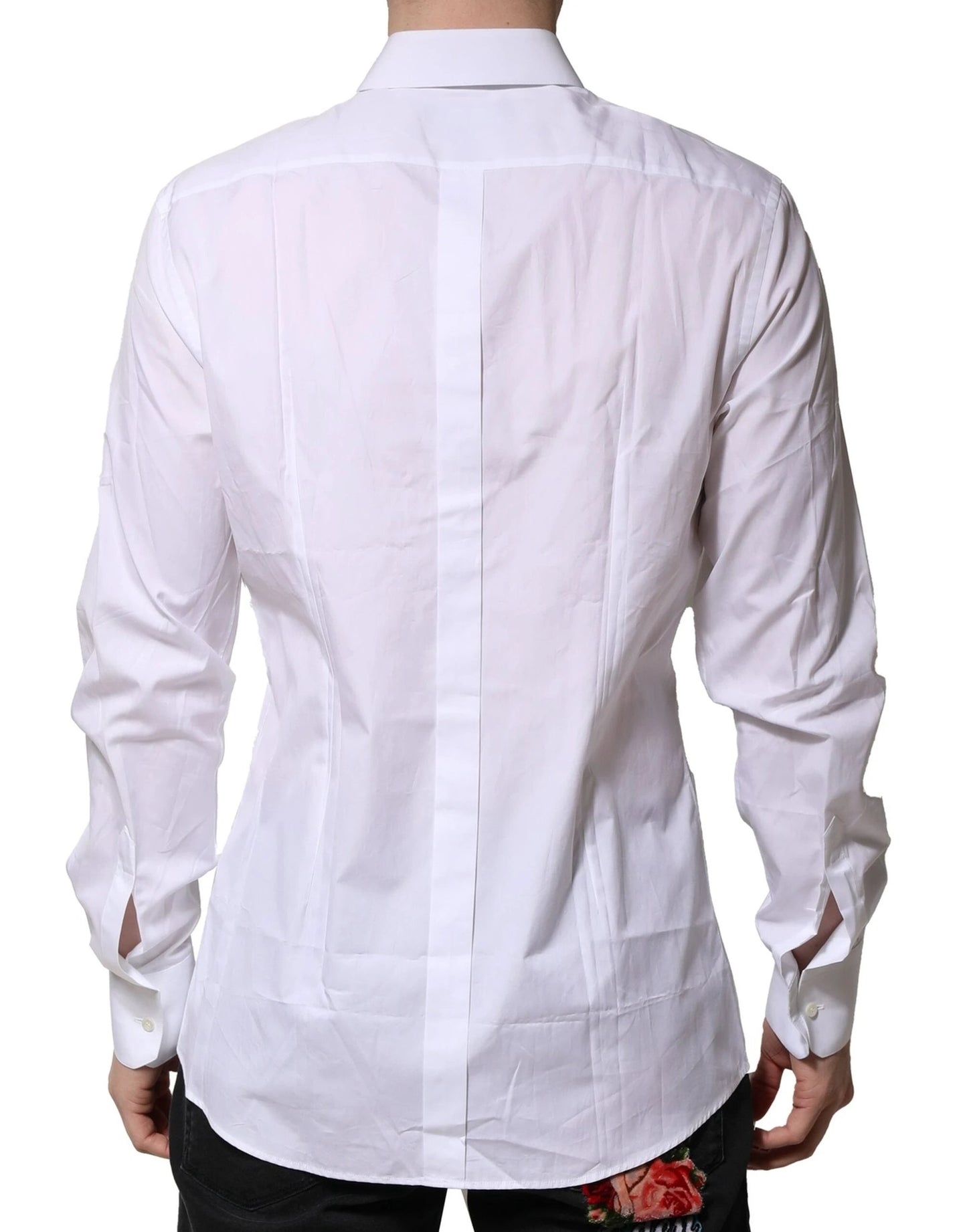 Dolce & Gabbana White Cotton GOLD Long Sleeves Formal Shirt by Dolce & Gabbana