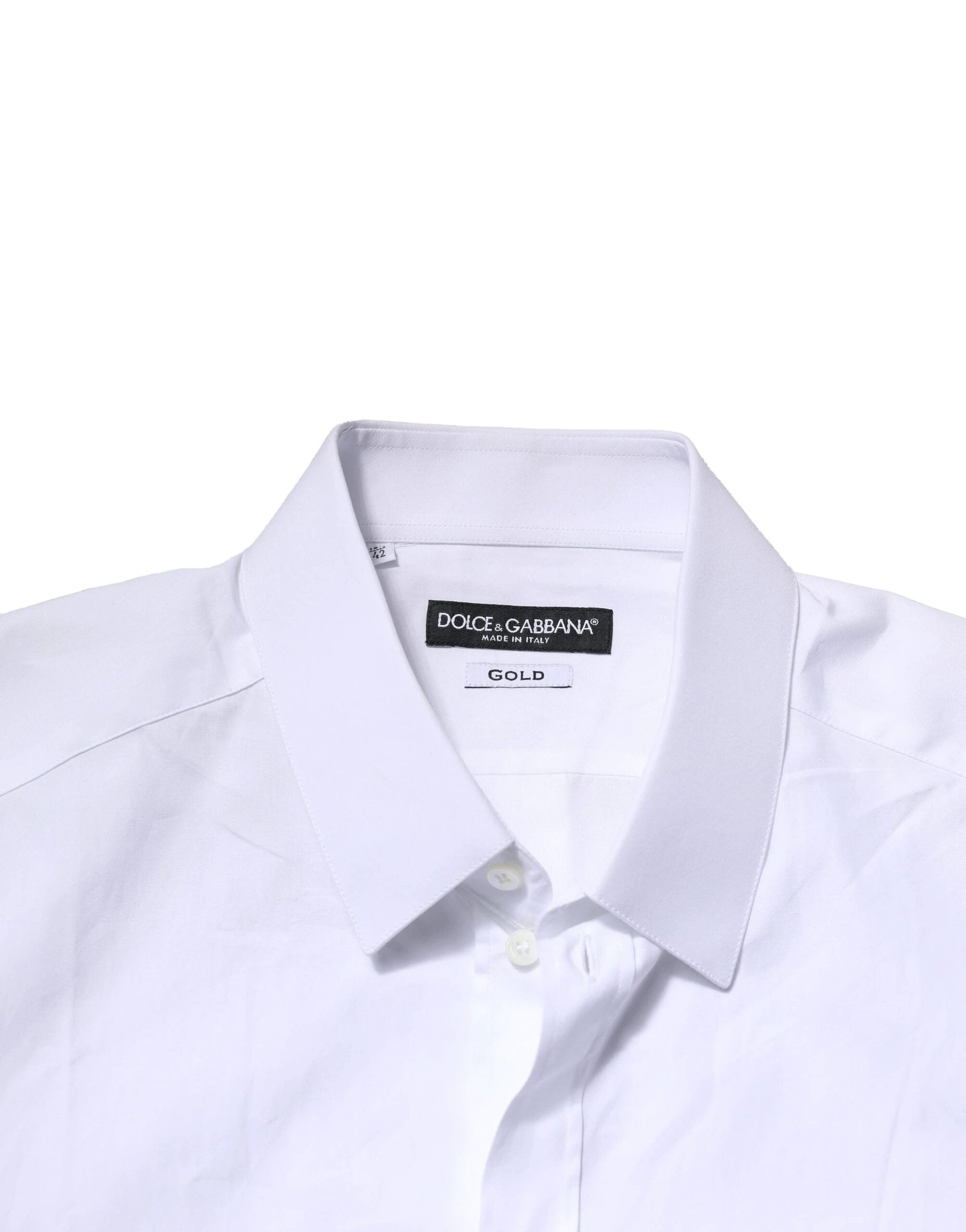 Dolce & Gabbana White Cotton GOLD Long Sleeves Formal Shirt by Dolce & Gabbana
