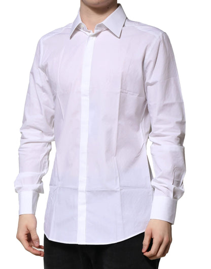 Dolce & Gabbana White Cotton Long Sleeves GOLD Formal Shirt by Dolce & Gabbana