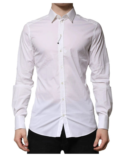 Dolce & Gabbana White Cotton GOLD Long Sleeves Formal Shirt by Dolce & Gabbana