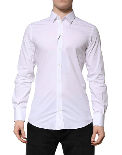Dolce & Gabbana White Cotton GOLD Long Sleeves Formal Shirt by Dolce & Gabbana