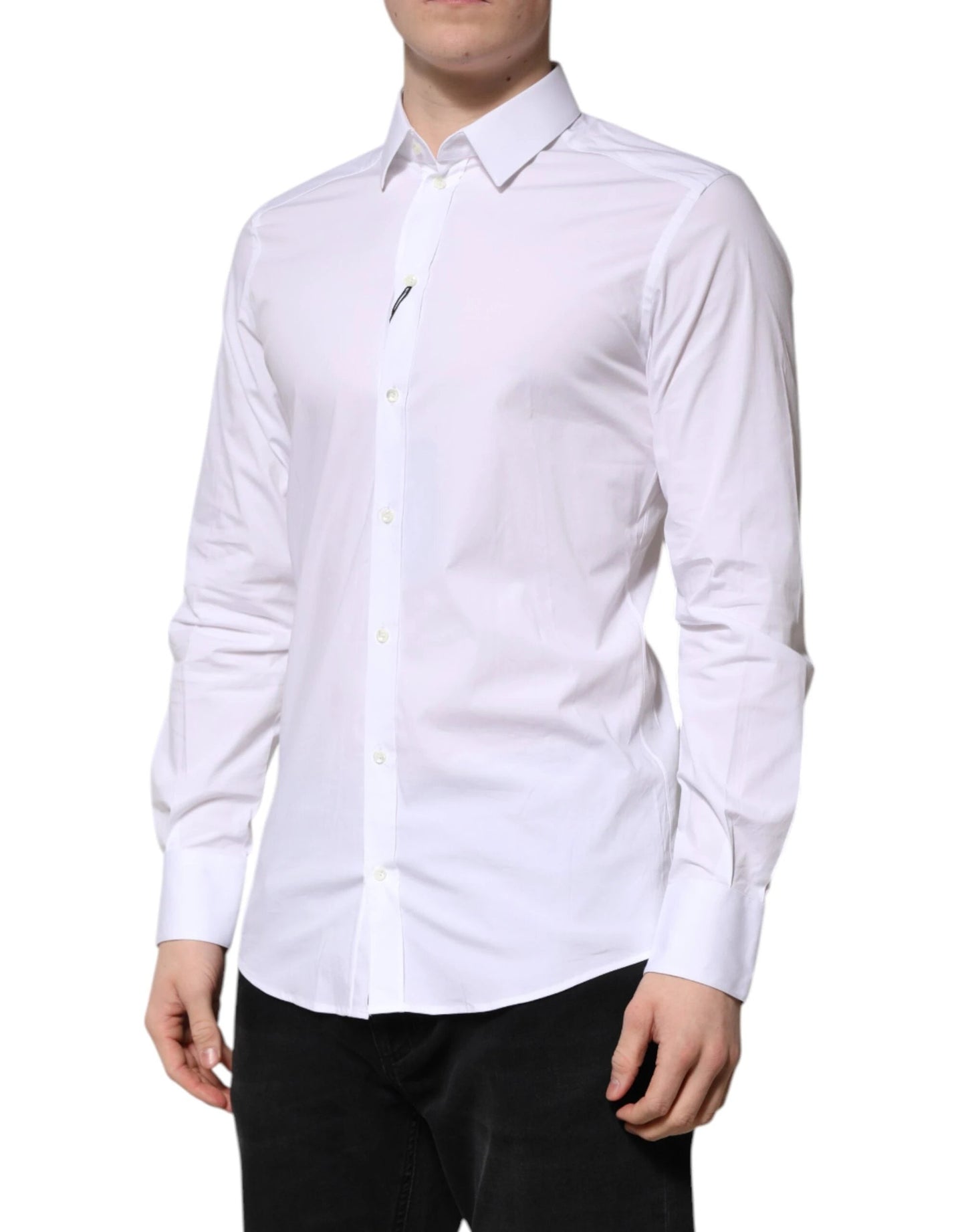 Dolce & Gabbana White Cotton GOLD Long Sleeves Formal Shirt by Dolce & Gabbana