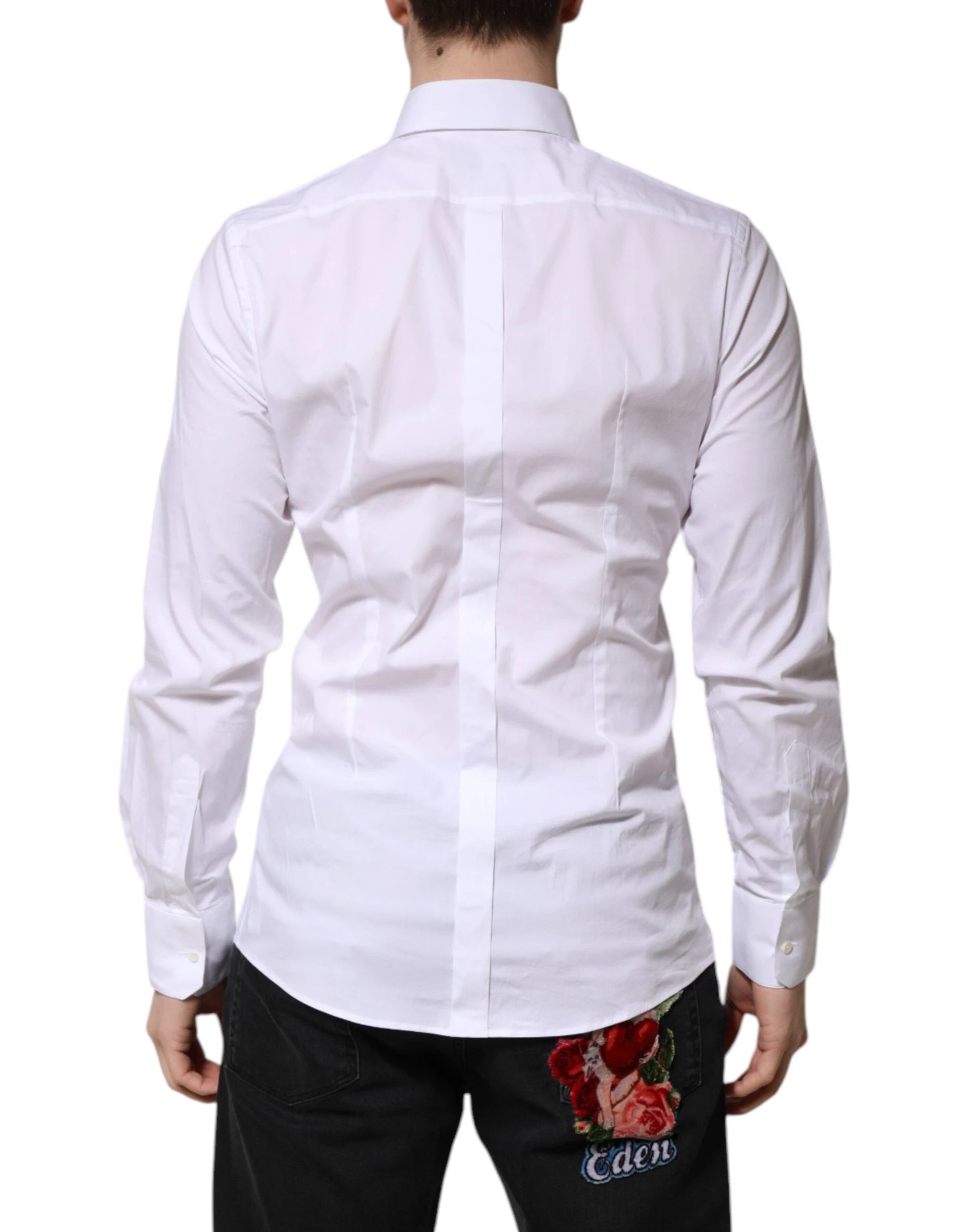 Dolce & Gabbana White Cotton GOLD Long Sleeves Formal Shirt by Dolce & Gabbana