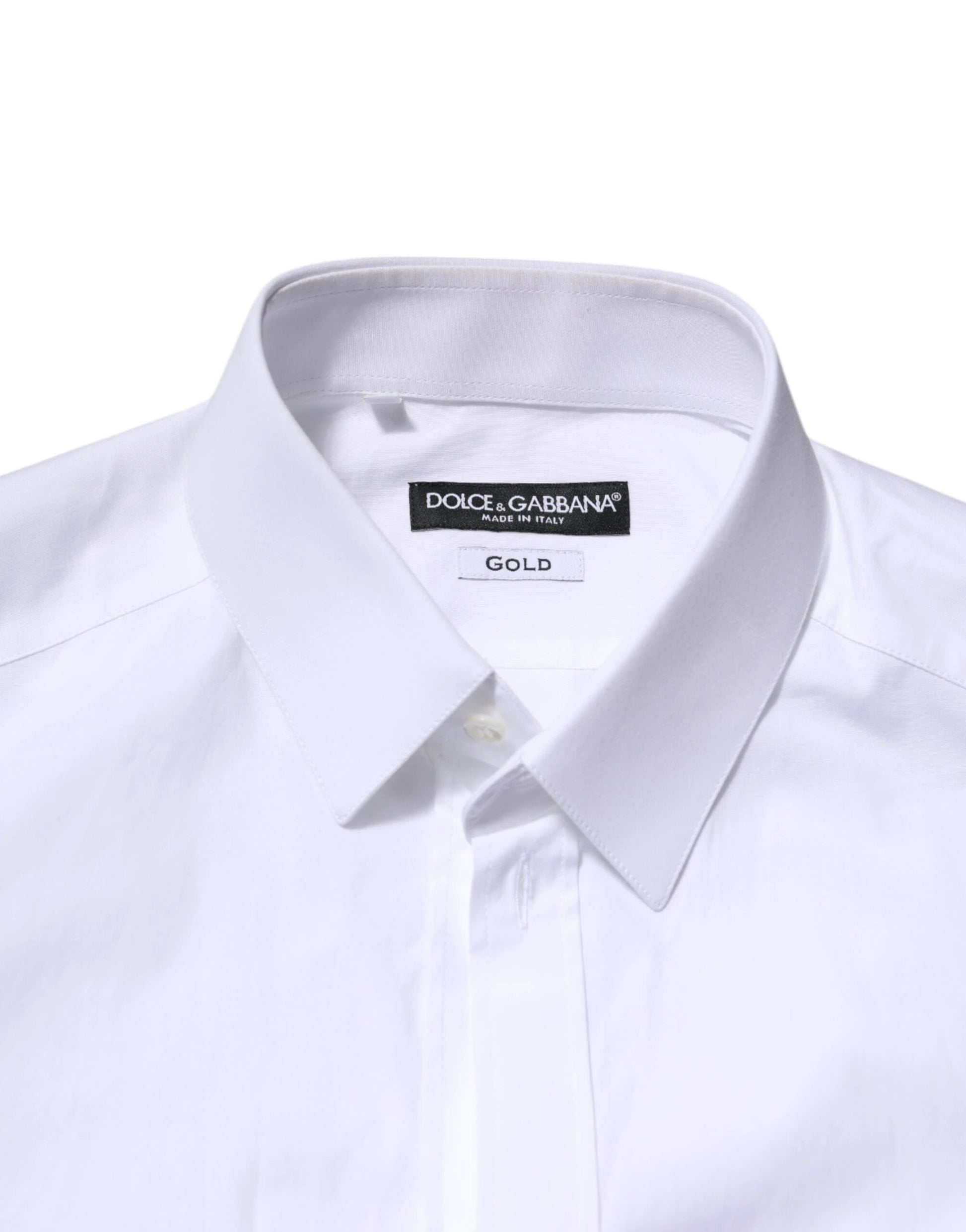Dolce & Gabbana White Cotton GOLD Long Sleeves Formal Shirt by Dolce & Gabbana