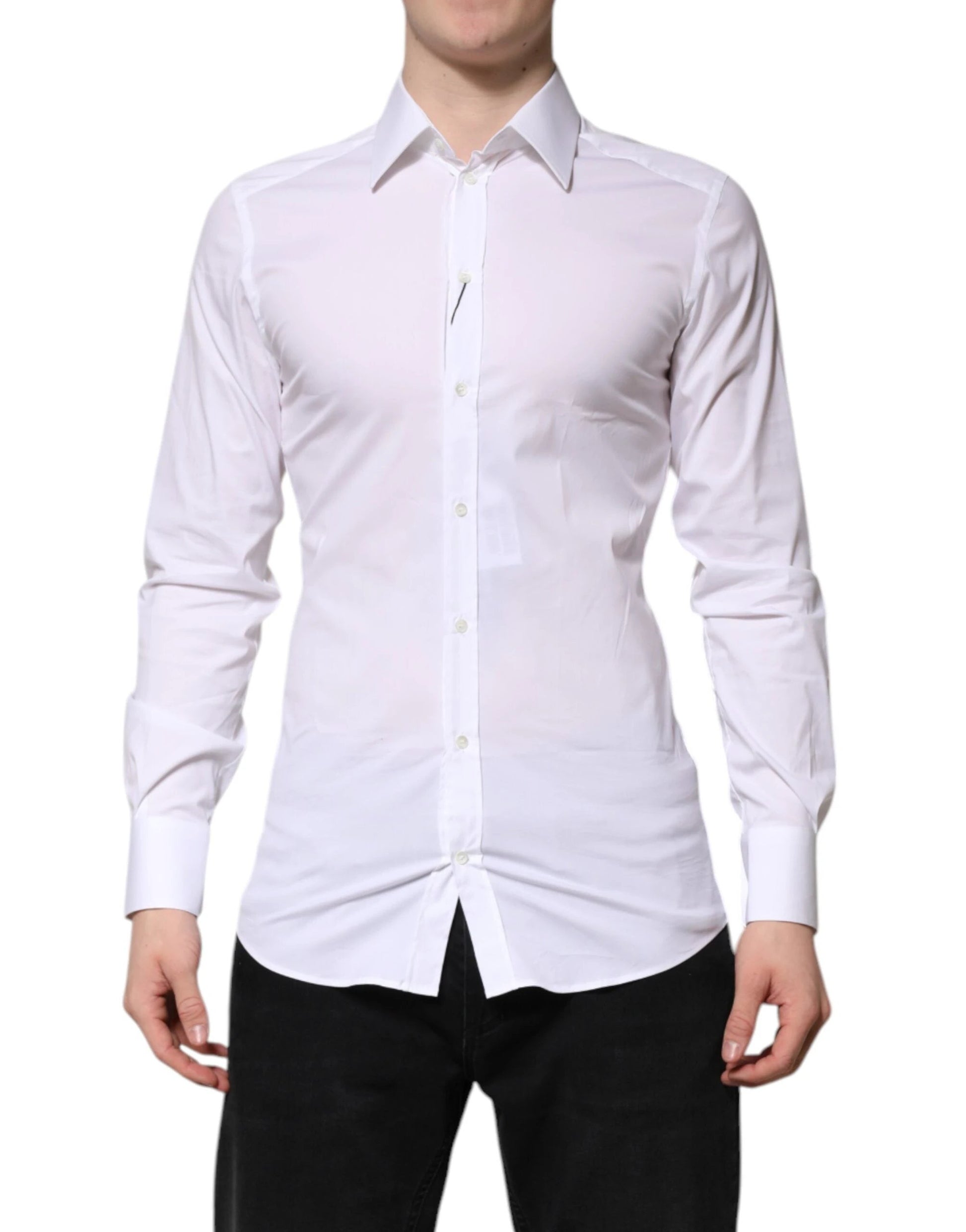 Dolce & Gabbana White Cotton GOLD Long Sleeves Formal Shirt by Dolce & Gabbana