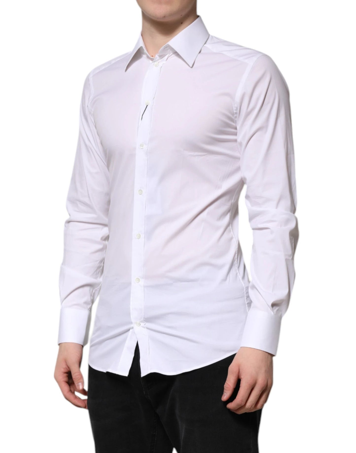 Dolce & Gabbana White Cotton GOLD Long Sleeves Formal Shirt by Dolce & Gabbana