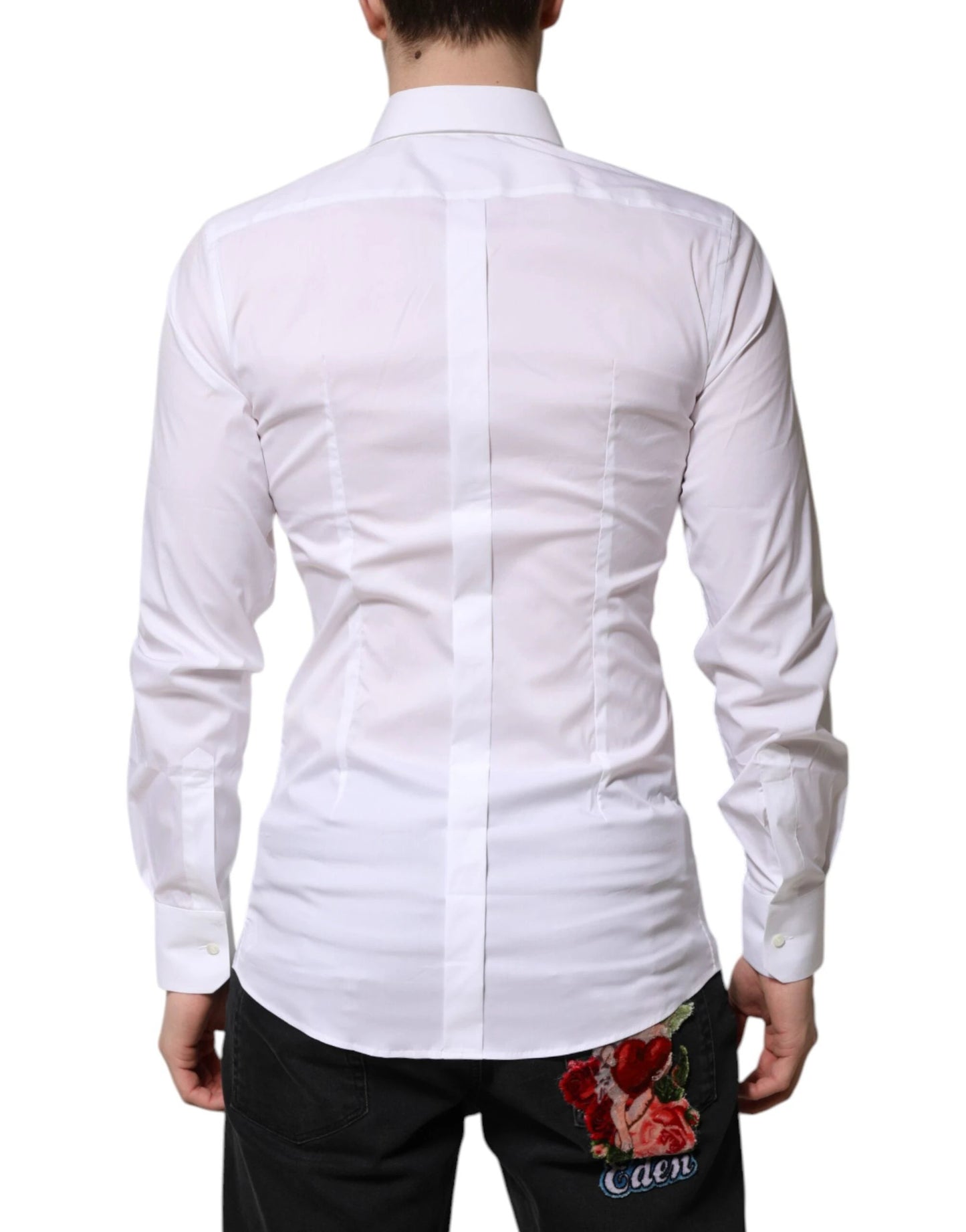 Dolce & Gabbana White Cotton GOLD Long Sleeves Formal Shirt by Dolce & Gabbana