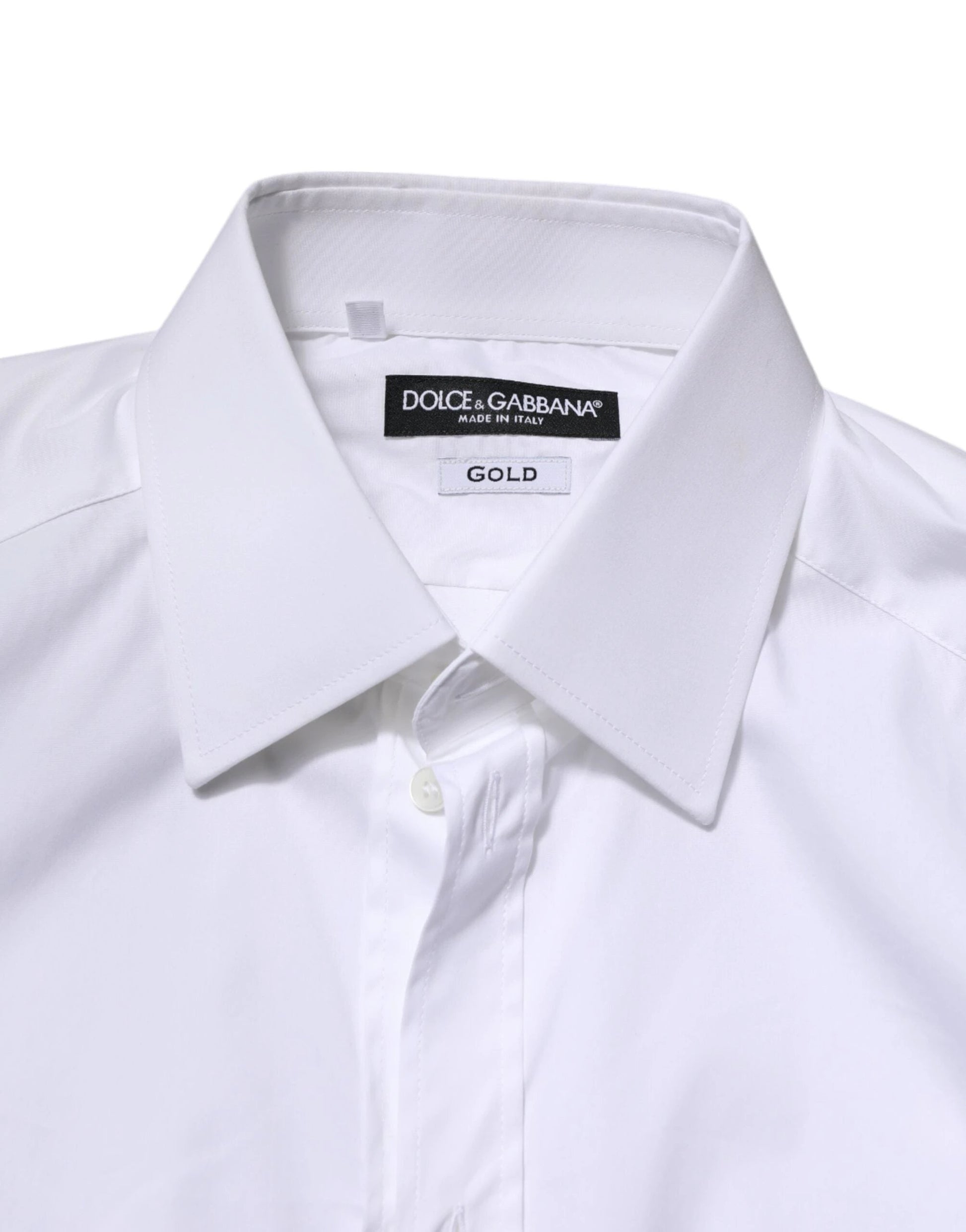 Dolce & Gabbana White Cotton GOLD Long Sleeves Formal Shirt by Dolce & Gabbana