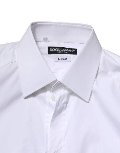 Dolce & Gabbana White Cotton GOLD Long Sleeves Formal Shirt by Dolce & Gabbana