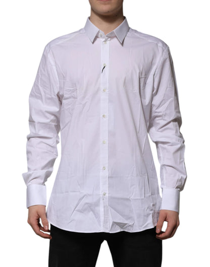 Dolce & Gabbana White Cotton GOLD Long Sleeves Formal Shirt by Dolce & Gabbana